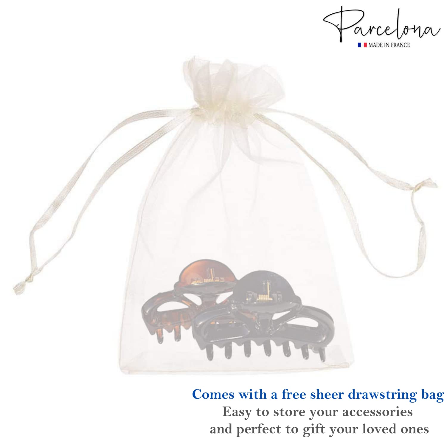 Parcelona French Brown & Black Small Cellulose Set of 2 Jaw Hair Claws