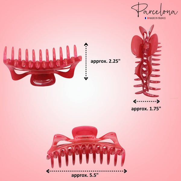 Parcelona French Classic Jumbo Large 5 1/2" Cellulose Hair Claw Clip for Women