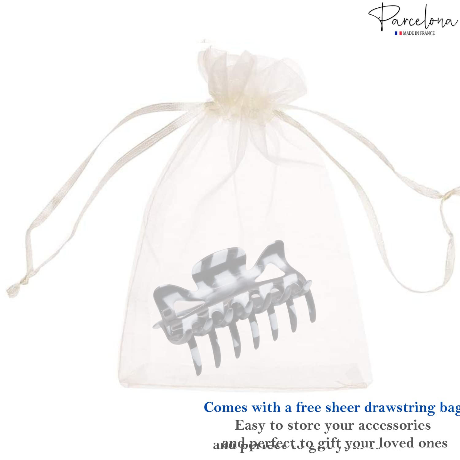Parcelona French Classic 3" Medium Cellulose Covered Spring Hair Claw Clip