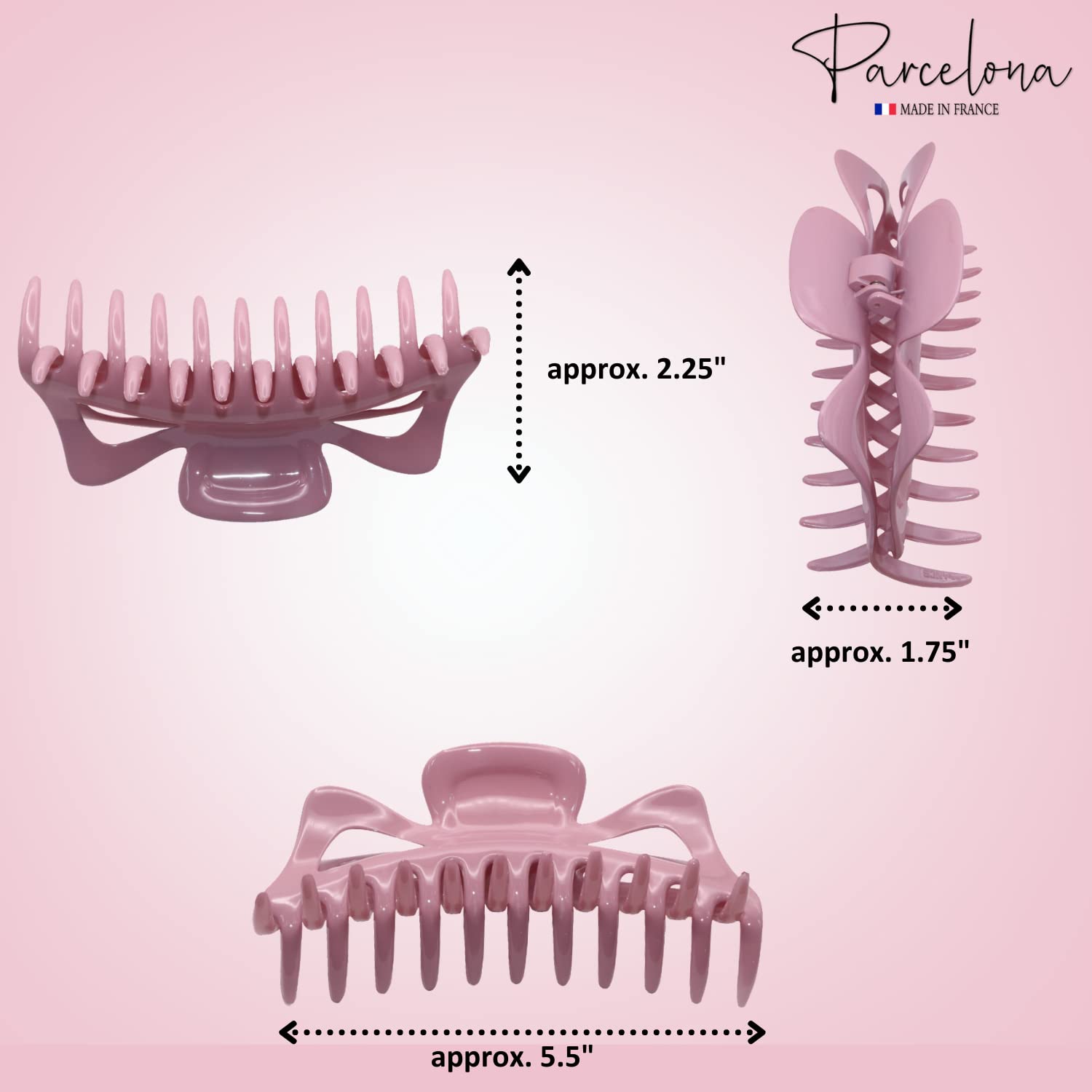 Parcelona French Classic Jumbo Large 5 1/2" Cellulose Hair Claw Clip for Women