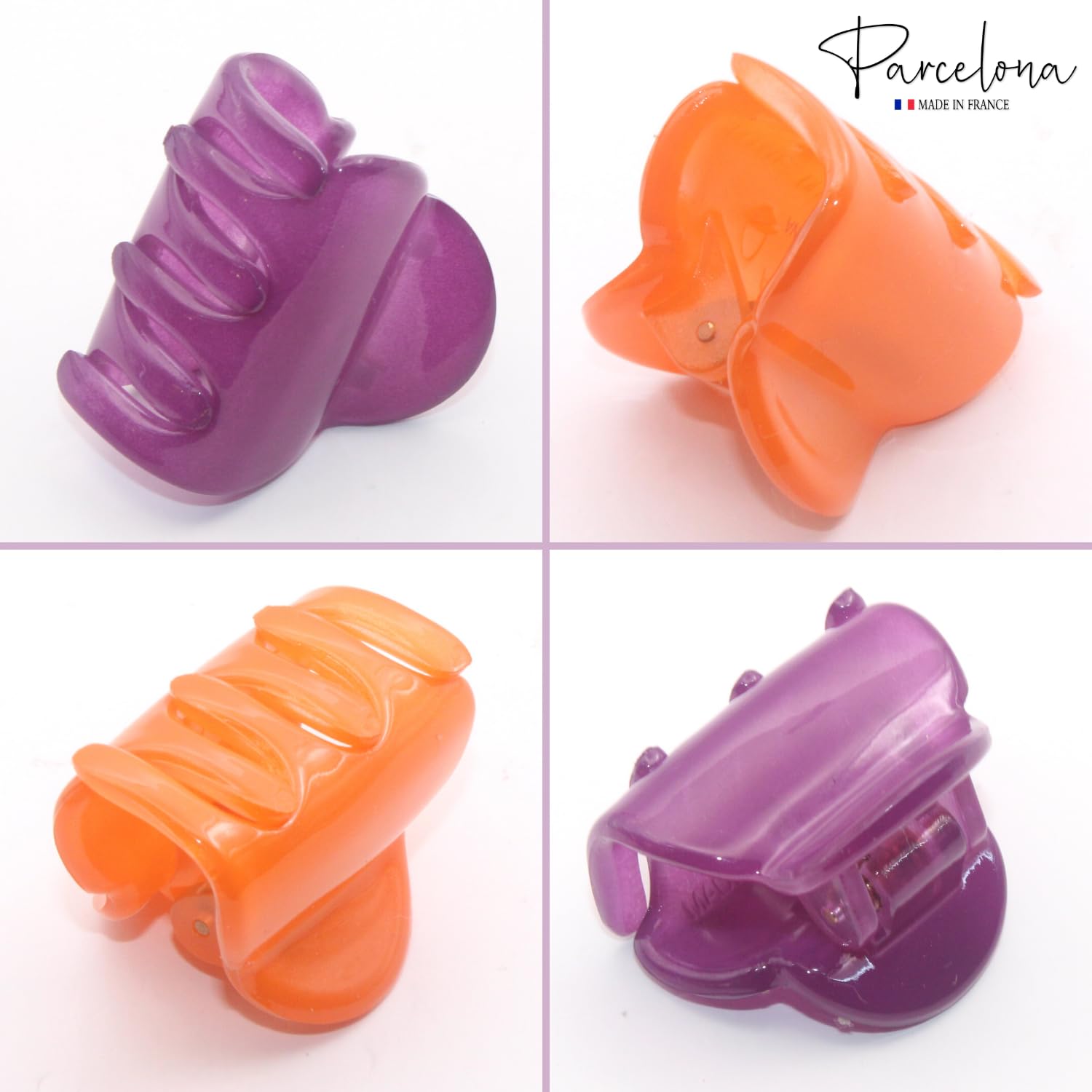 Parcelona French Chic Duo Small 1 1/4" Cellulose Hair Claw for Women and Girls