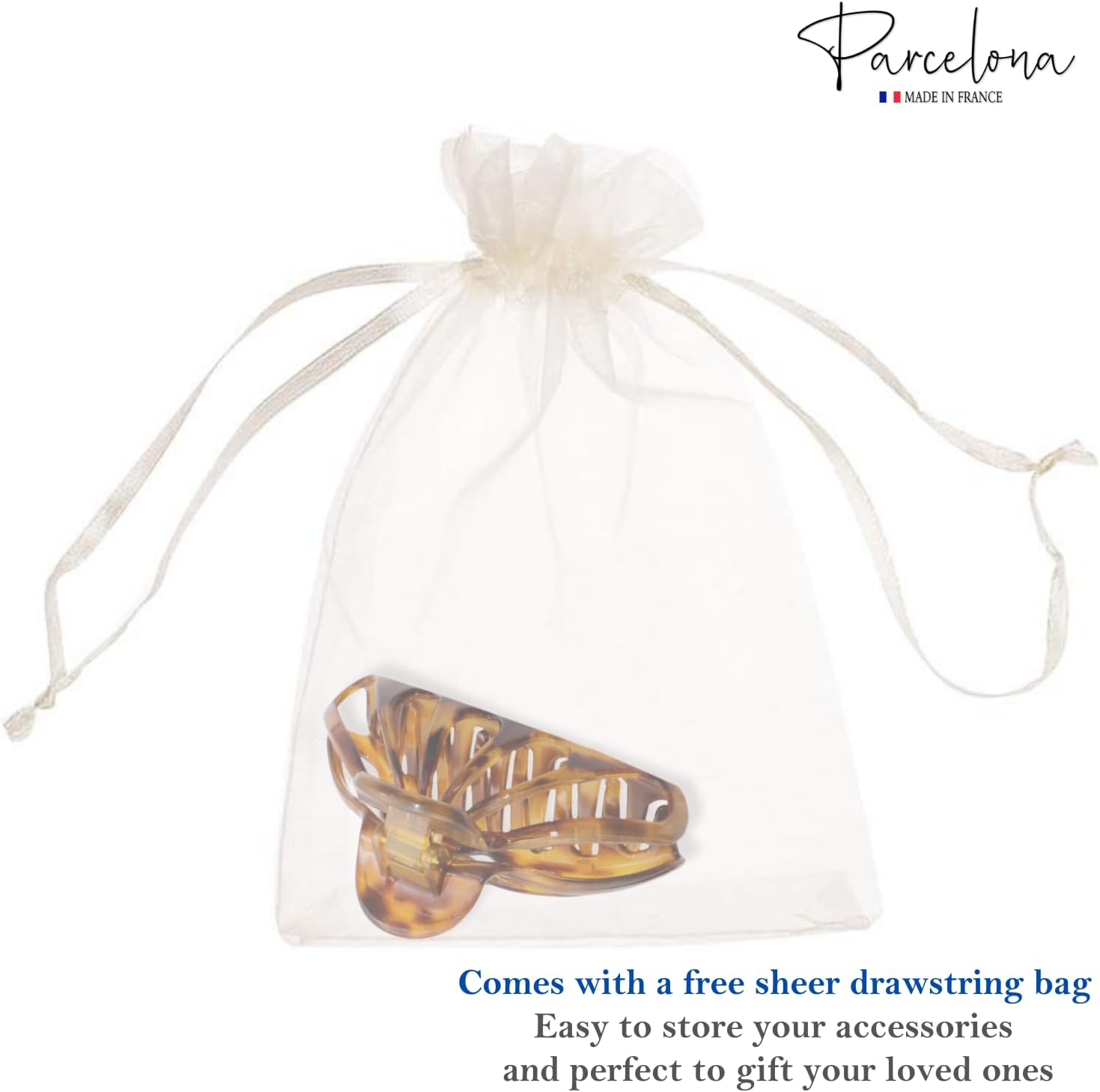 Parcelona French Rain Drop 4" Large Cellulose Jaw Hair Claw for Women