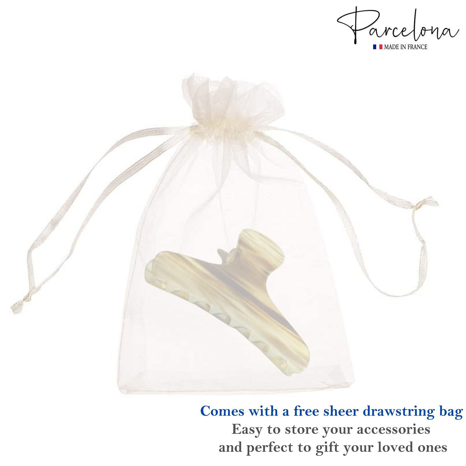 Parcelona French Flat Salon Style Medium 3 1/4" Cellulose Hair Claw for Women