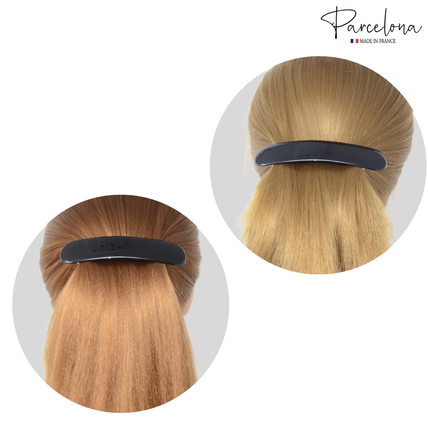 Parcelona French Elegant Duo Large Cellulose Hair Barrette for Women and Girls