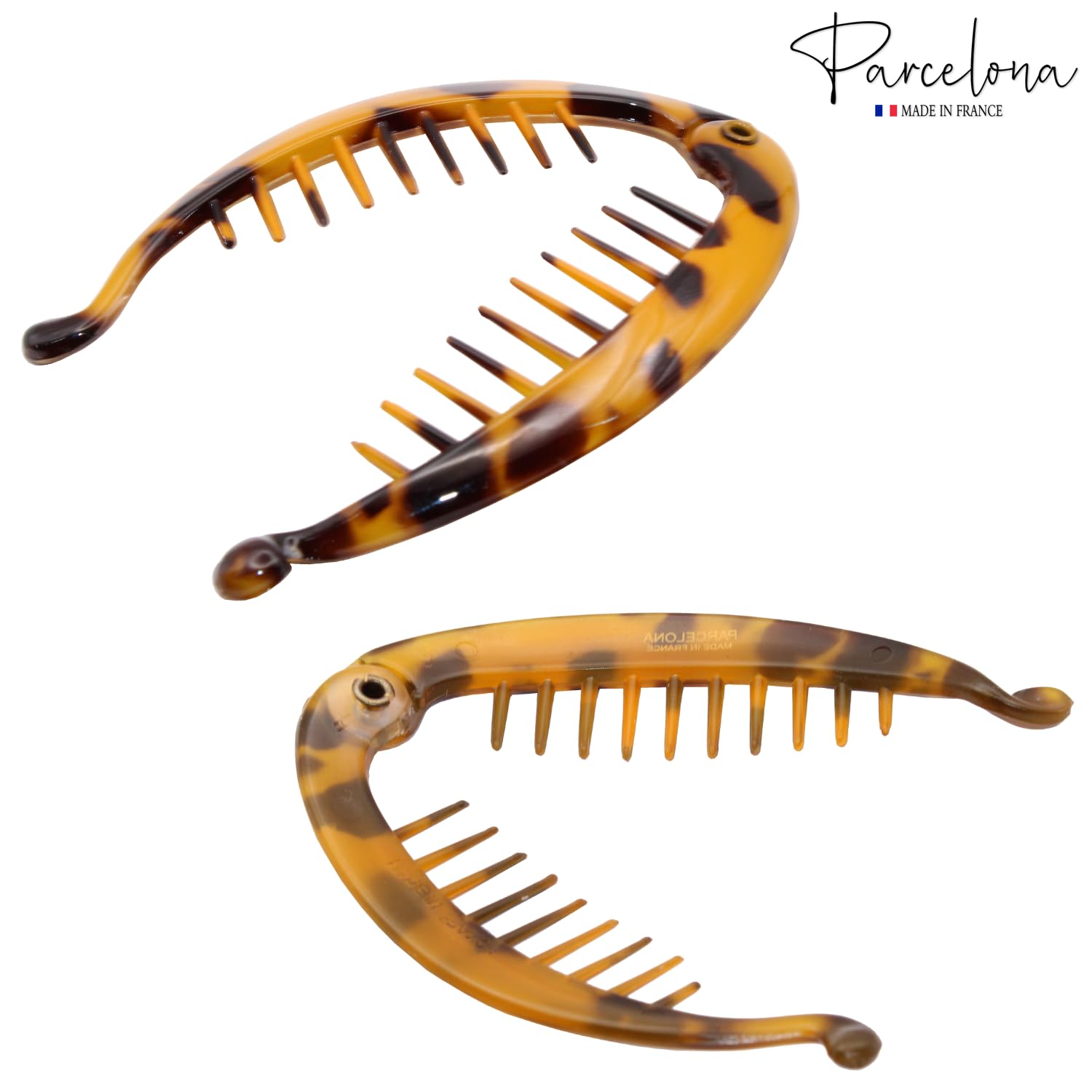 Parcelona French Effortless Mini Small Cellulose Banana Hair Clips(2 Pcs)