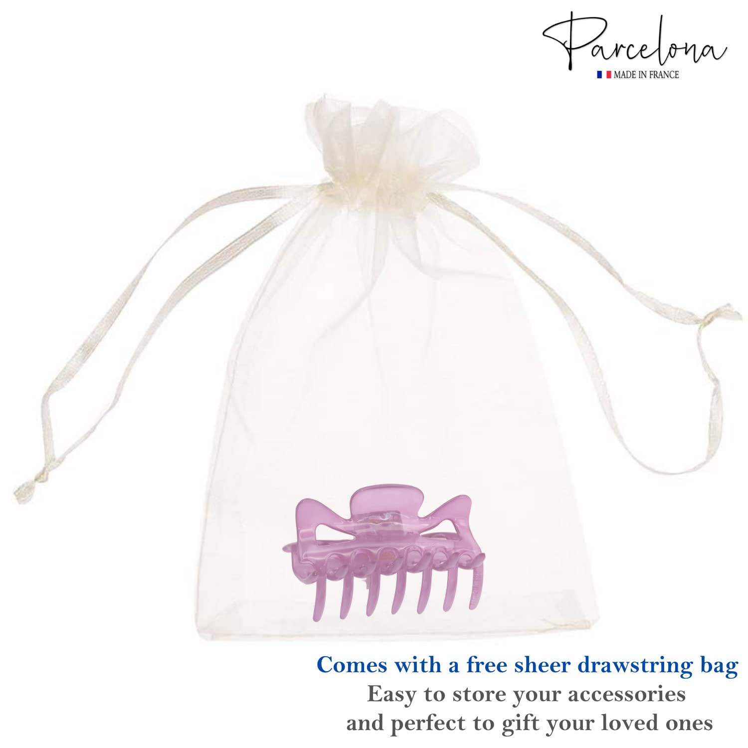 Parcelona French Classic 3" Medium Cellulose Covered Spring Hair Claw Clip