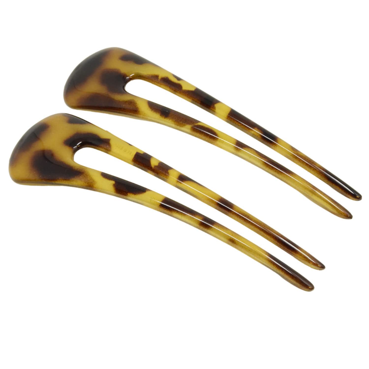 Parcelona French Long Duo Large Cellulose Chignon Hair Bun Pins for Women(2 Pcs)