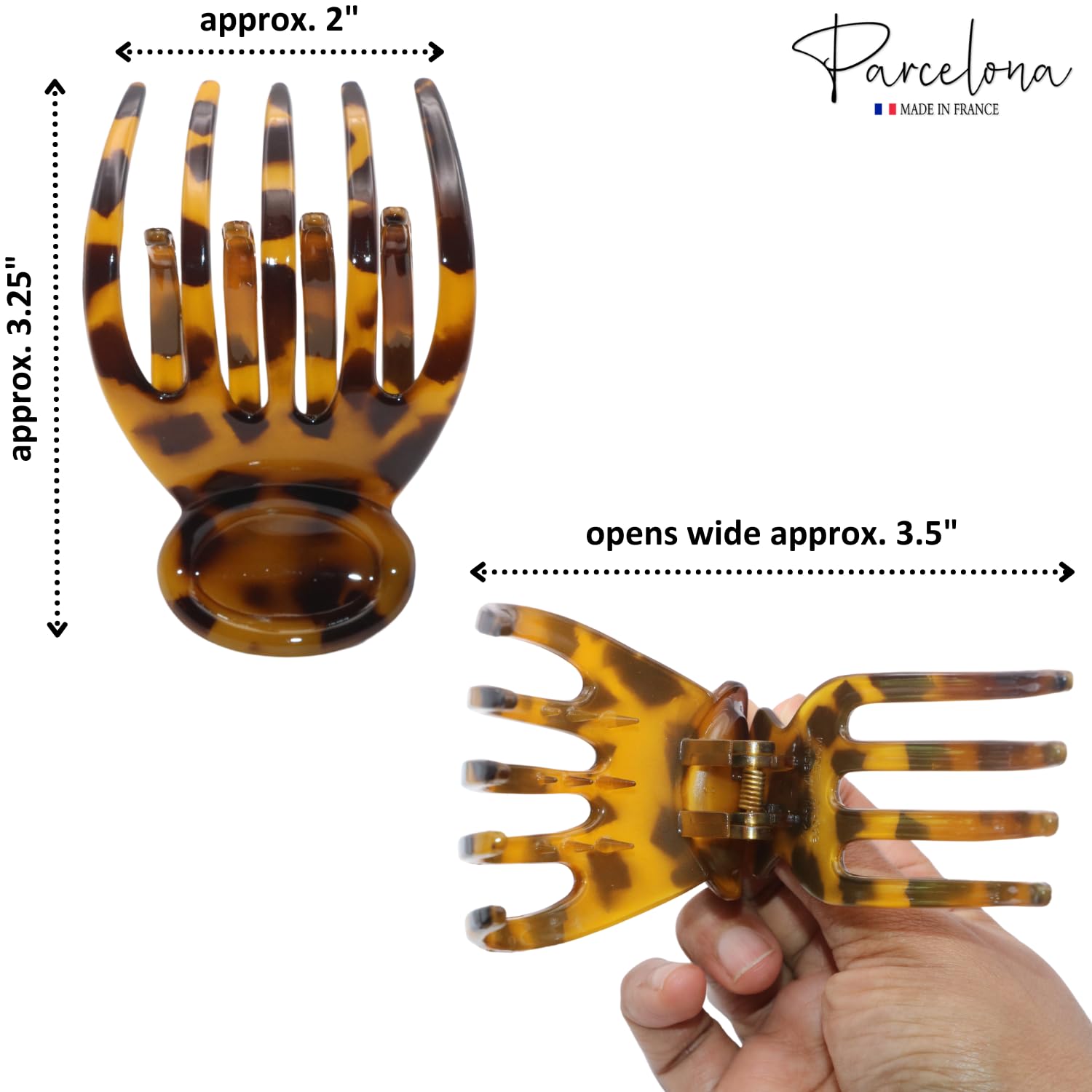 Parcelona French Basic Curved Paw Medium Cellulose Yoga Hair Claw for Women
