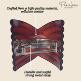 Parcelona French Interwined Brown Shell Celluloid Pony Hair Clip Barrette