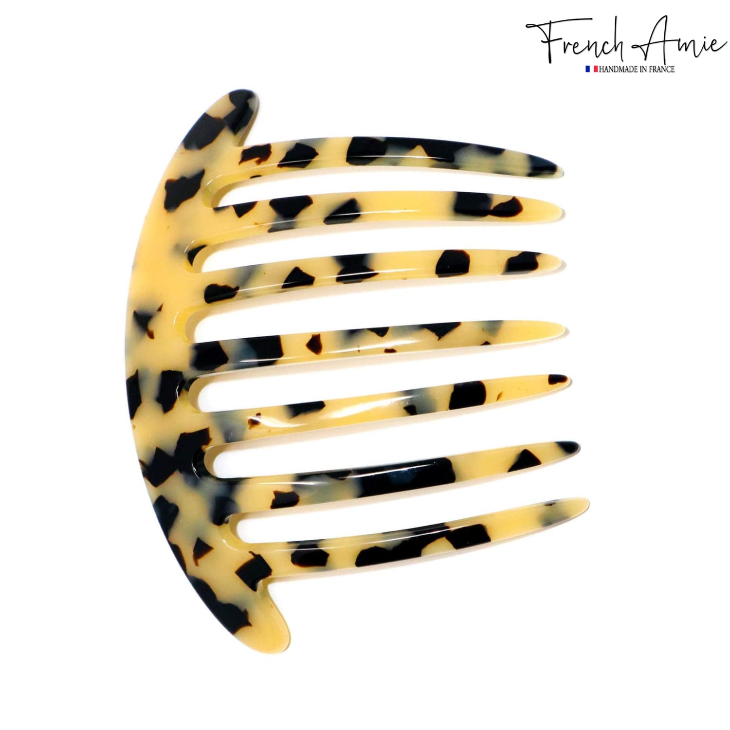 French Amie 7 Teeth Handmade Cellulose Side Hair Comb for Women and Girls