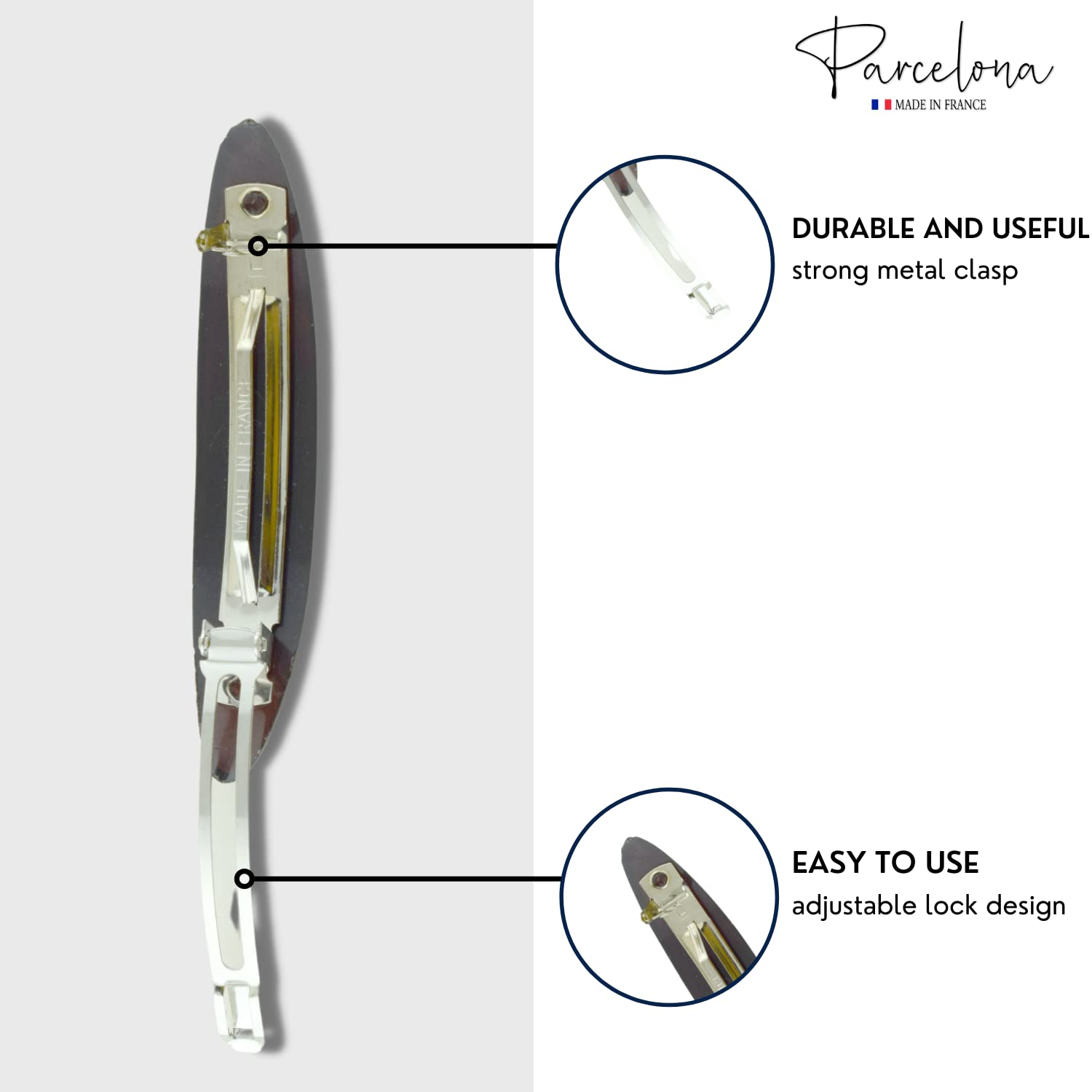 Parcelona French Small Oval Cellulose Shell Automatic Hair Clip Hair Barrette