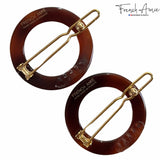 French Amie Mini Circle 1 ¼” Hair Clip - Snap Tige Boule Women Barrette Set Of 2