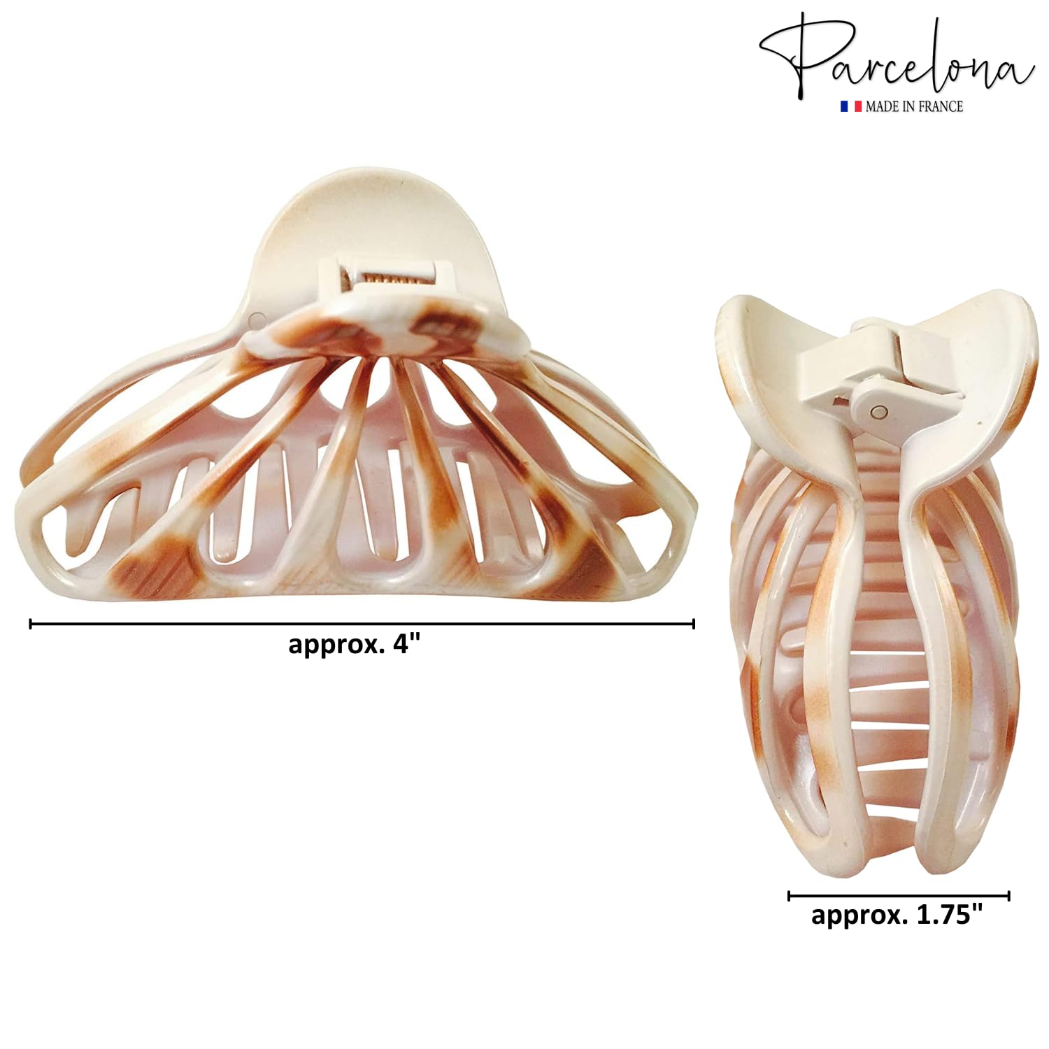 Parcelona French Rain Drop 4" Large Cellulose Jaw Hair Claw for Women