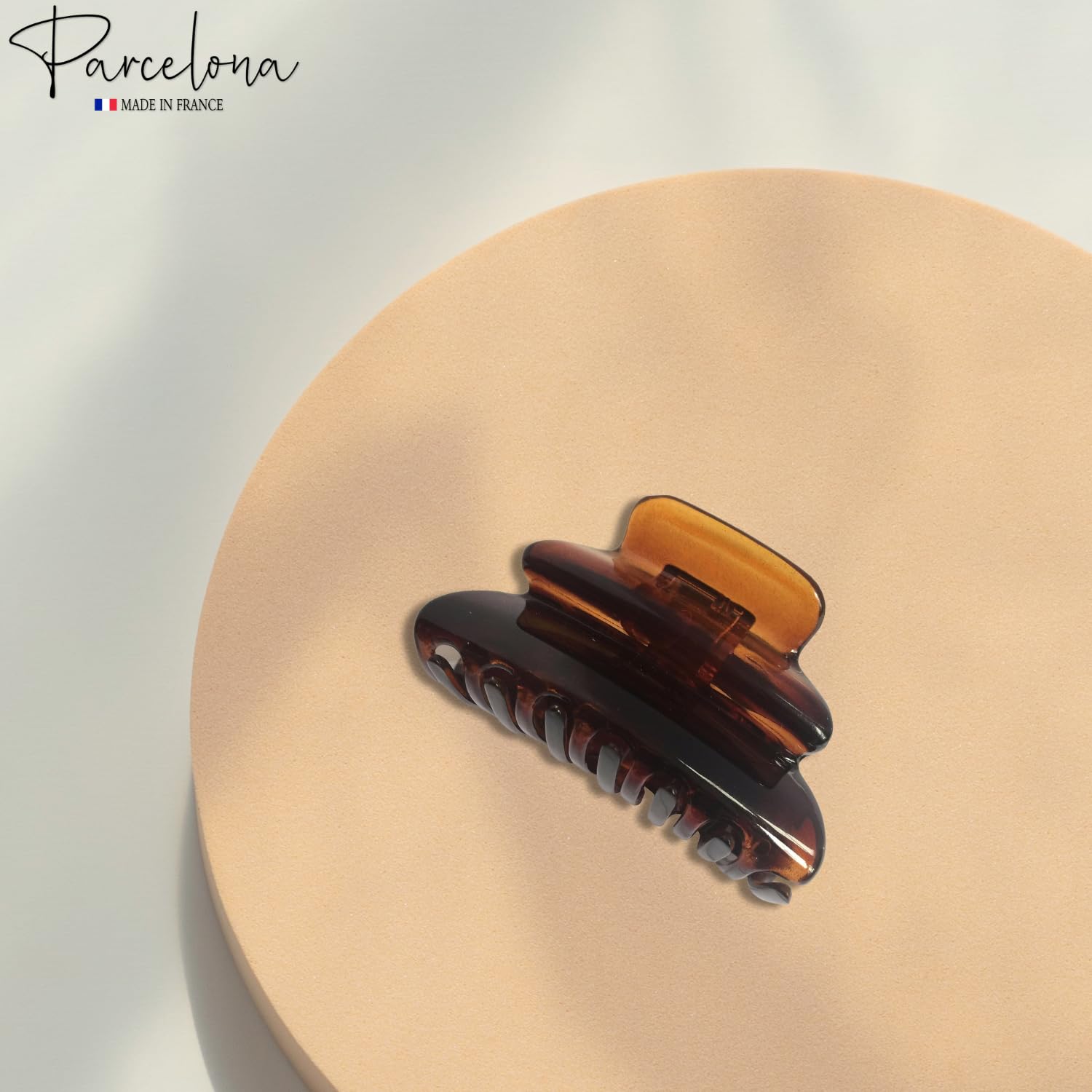 Parcelona French Crumpled Fat Medium Shell Cellulose Jaw Hair Claw Clip Clutcher