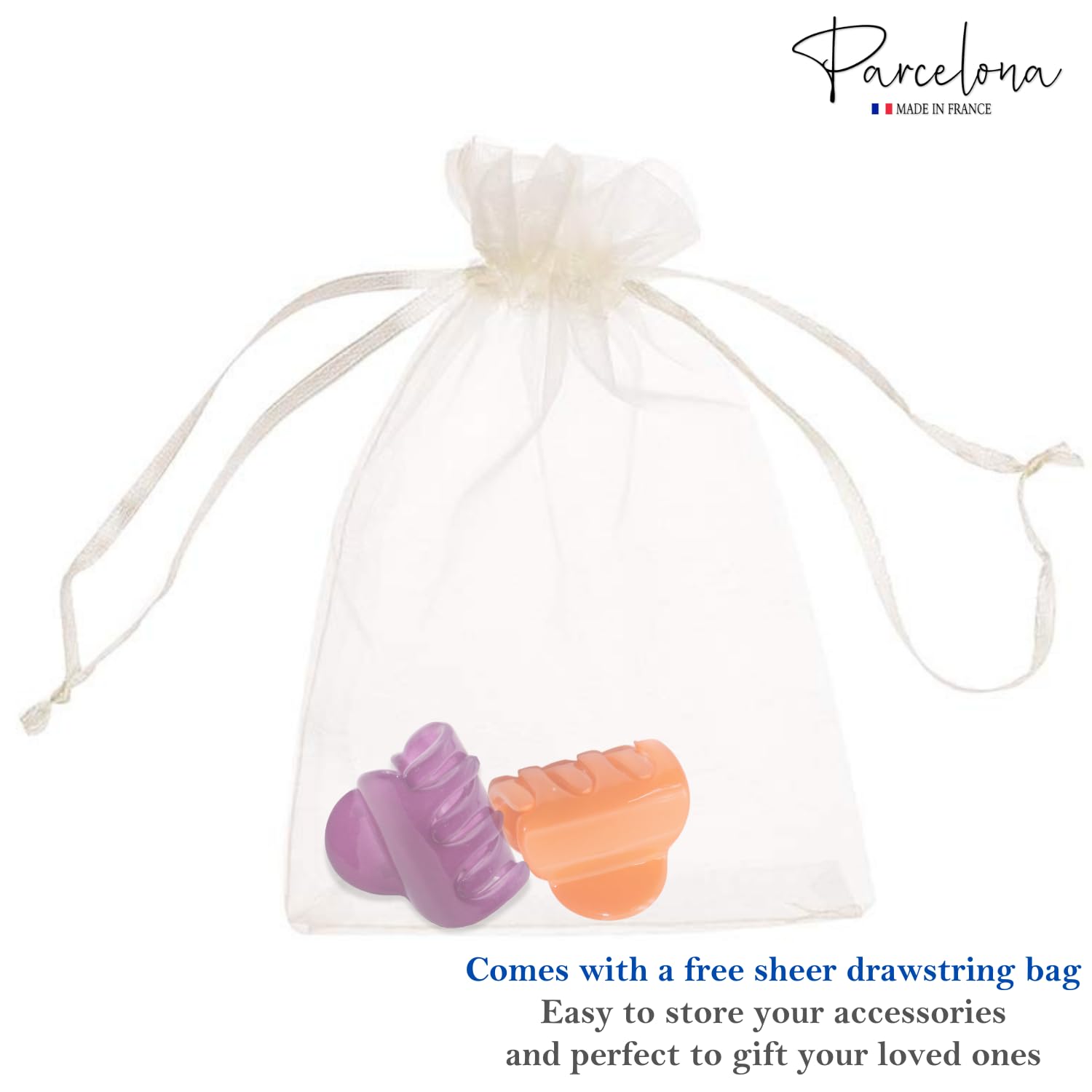 Parcelona French Chic Duo Small 1 1/4" Cellulose Hair Claw for Women and Girls
