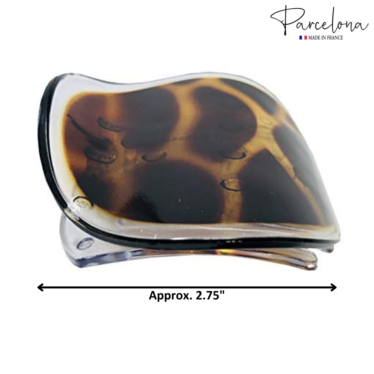 Parcelona French Onde Small 2 3/4" Cellulose Side Slide in Hair Claw for Women