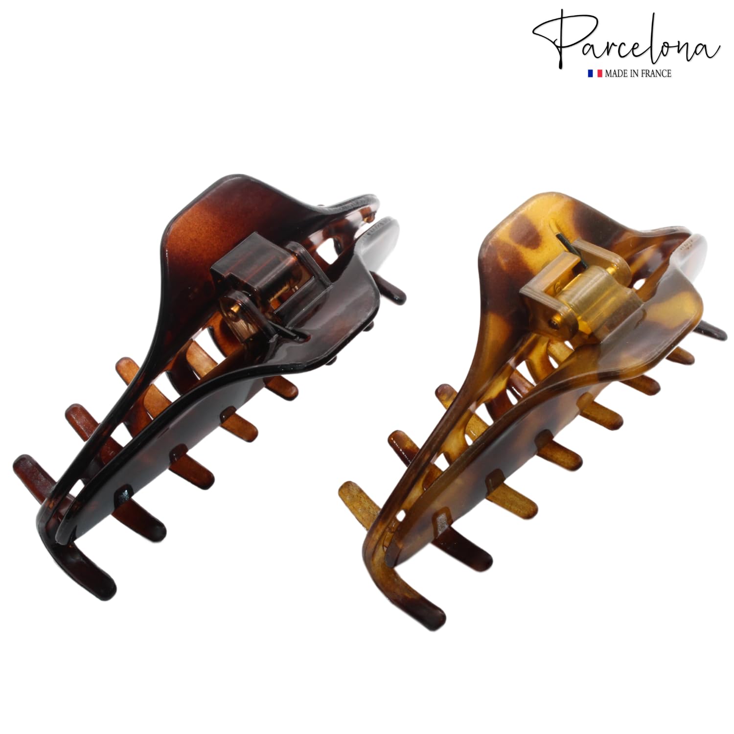 Parcelona French Boss Thin and Narrow Cellulose Hair Claws for Women (2 Pcs)