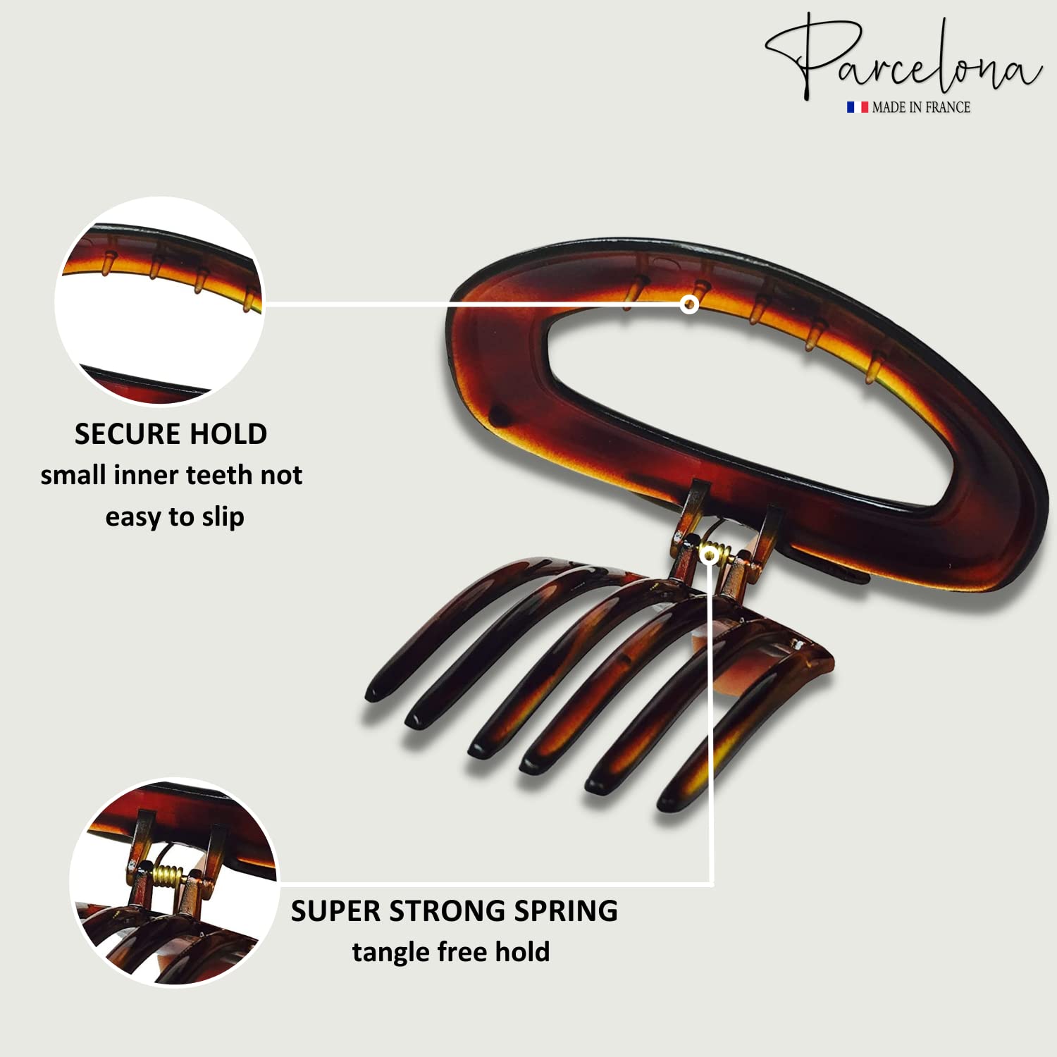 Parcelona French Duck Beak Oval Shell Cellulose Large Hair Claw for Women
