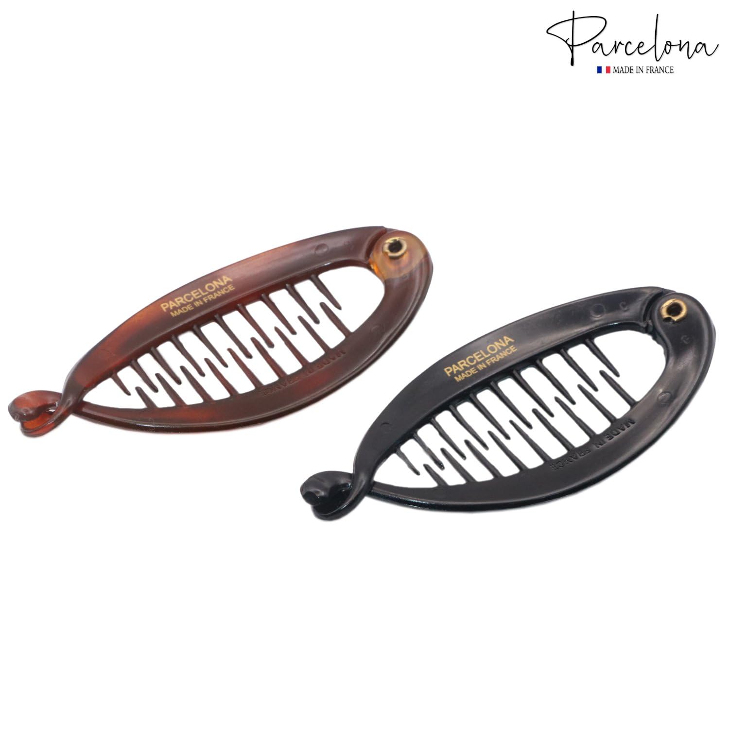 Parcelona French Effortless Mini Small Cellulose Banana Hair Clips(2 Pcs)
