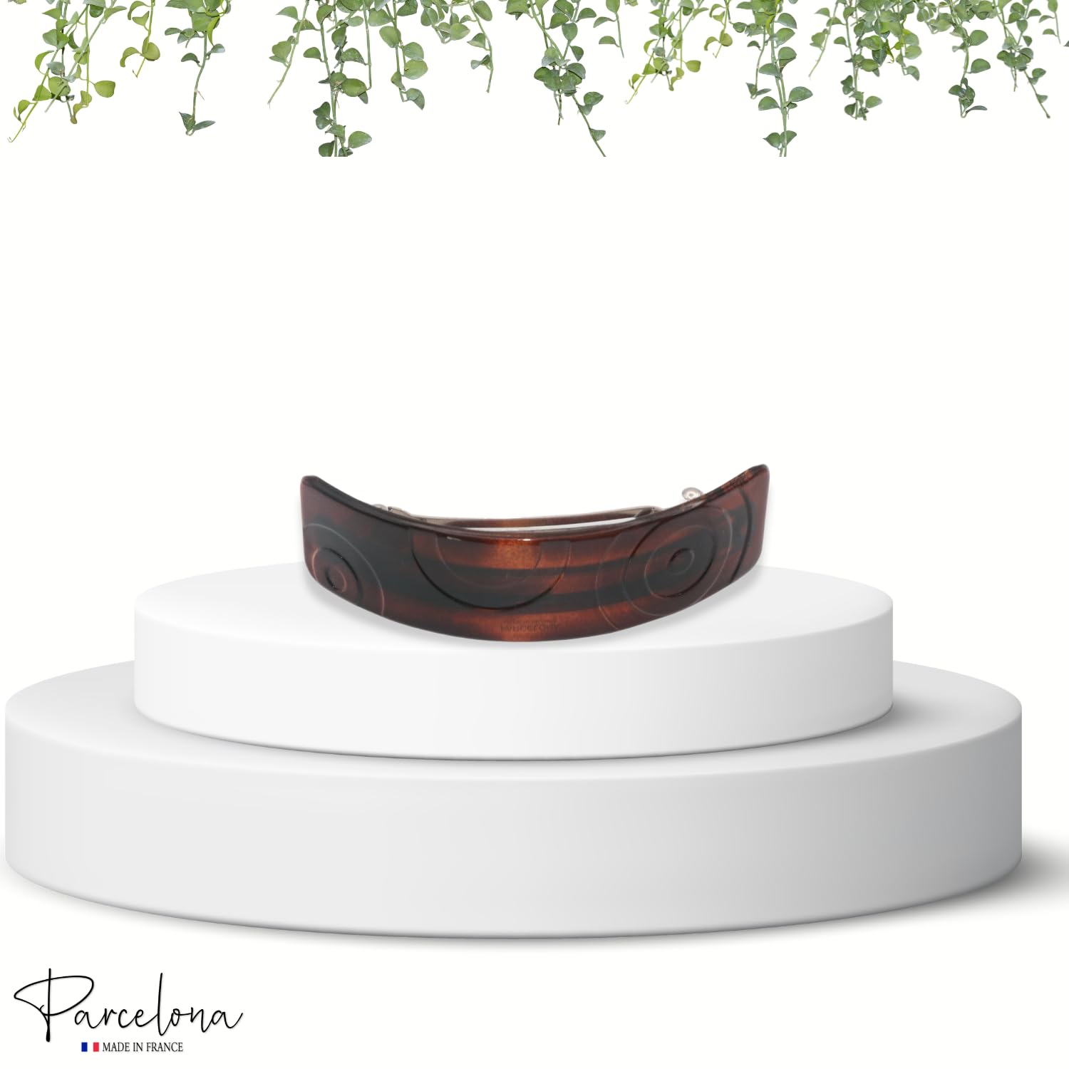 Parcelona French Courbe Curved Shell Cellulose Large Hair Barrette for Women
