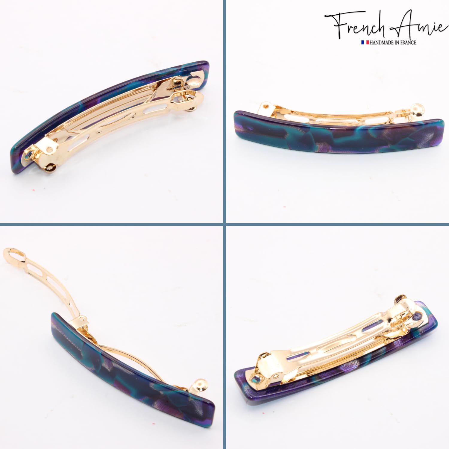 French Amie Small 2 1/4" Cellulose Handmade Hair Barrette for Women and Girls