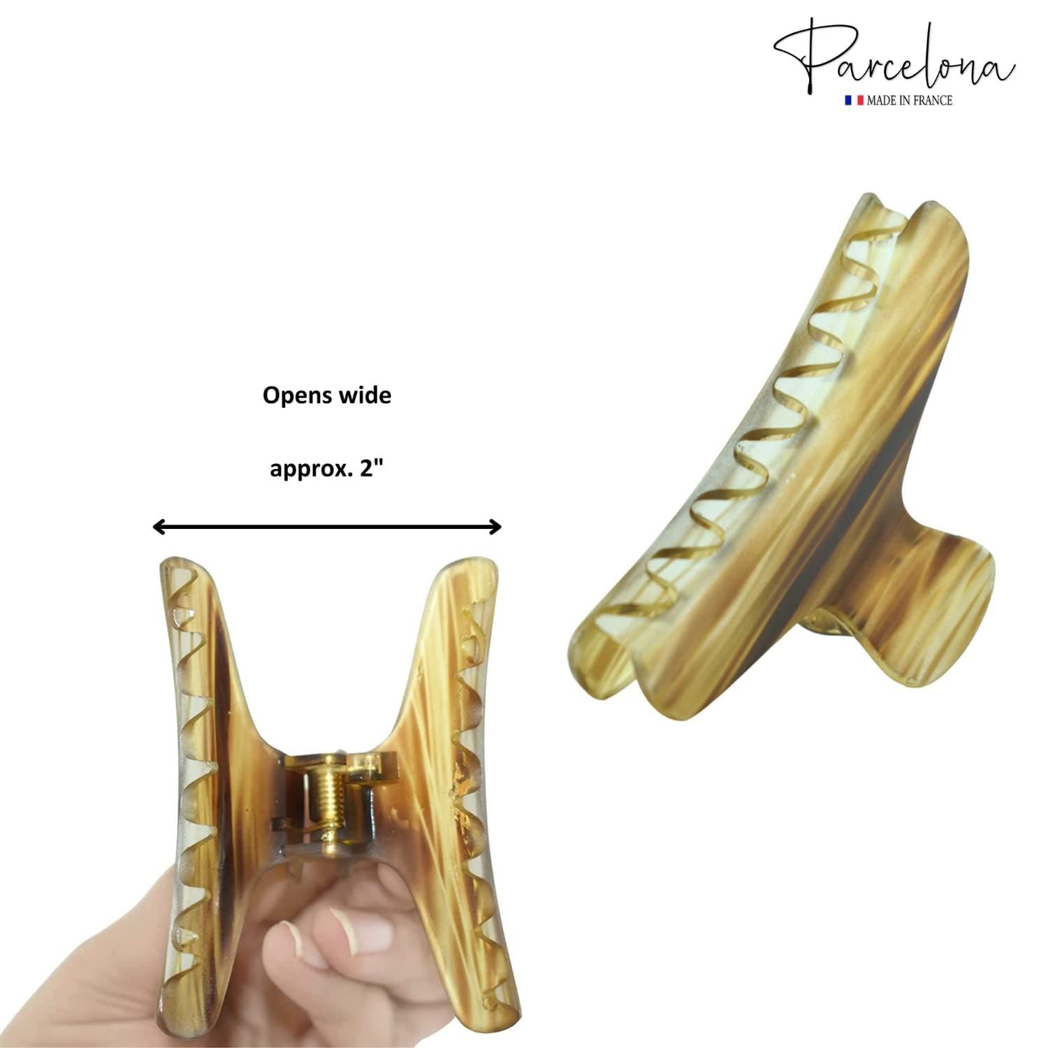Parcelona French Flat Salon Style Medium 3 1/4" Cellulose Hair Claw for Women