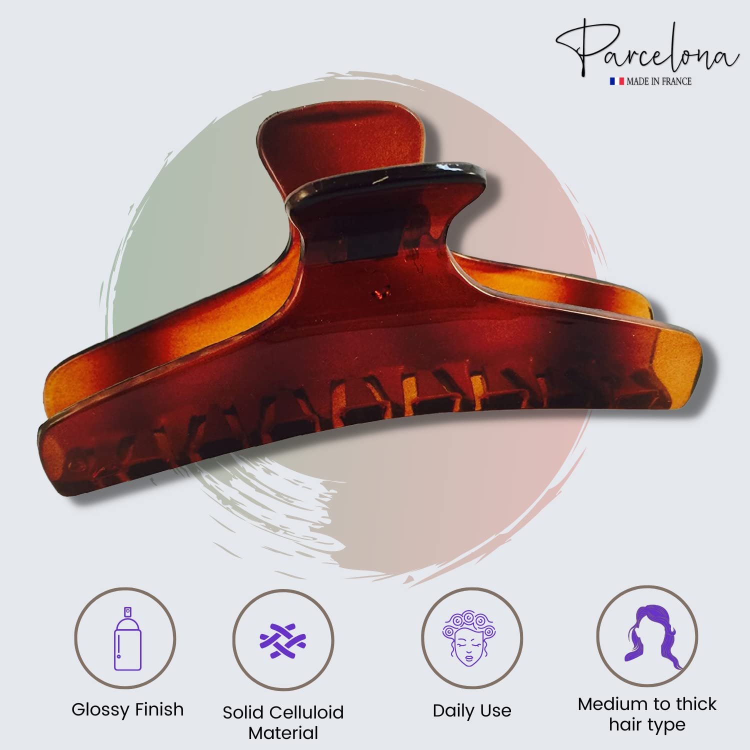 Parcelona French Flat Large 4” Salon Style Cellulose Jaw Hair Claw for Women