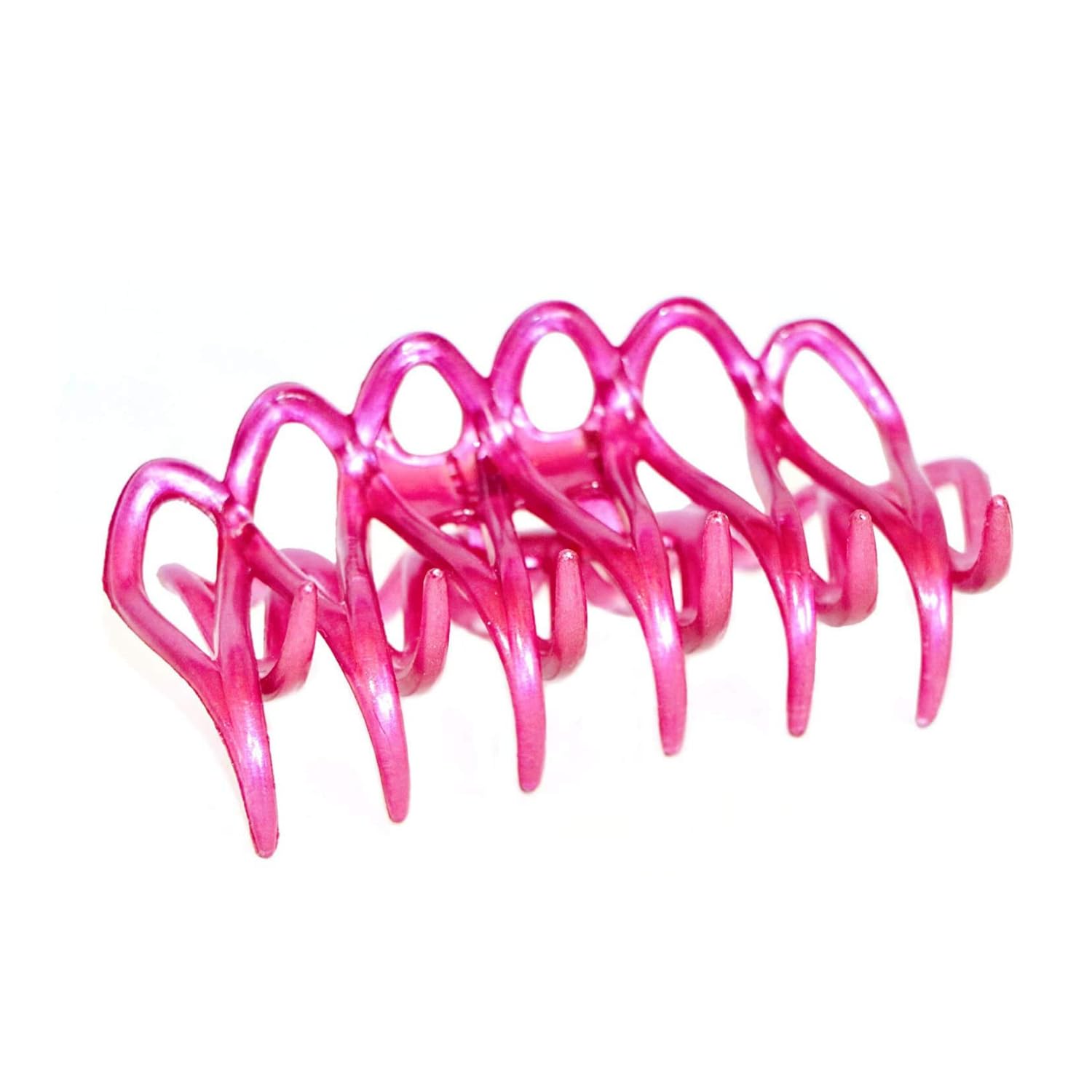 Parcelona French Dentelle Rose Pink Medium Cellulose Jaw Hair Claw for Women