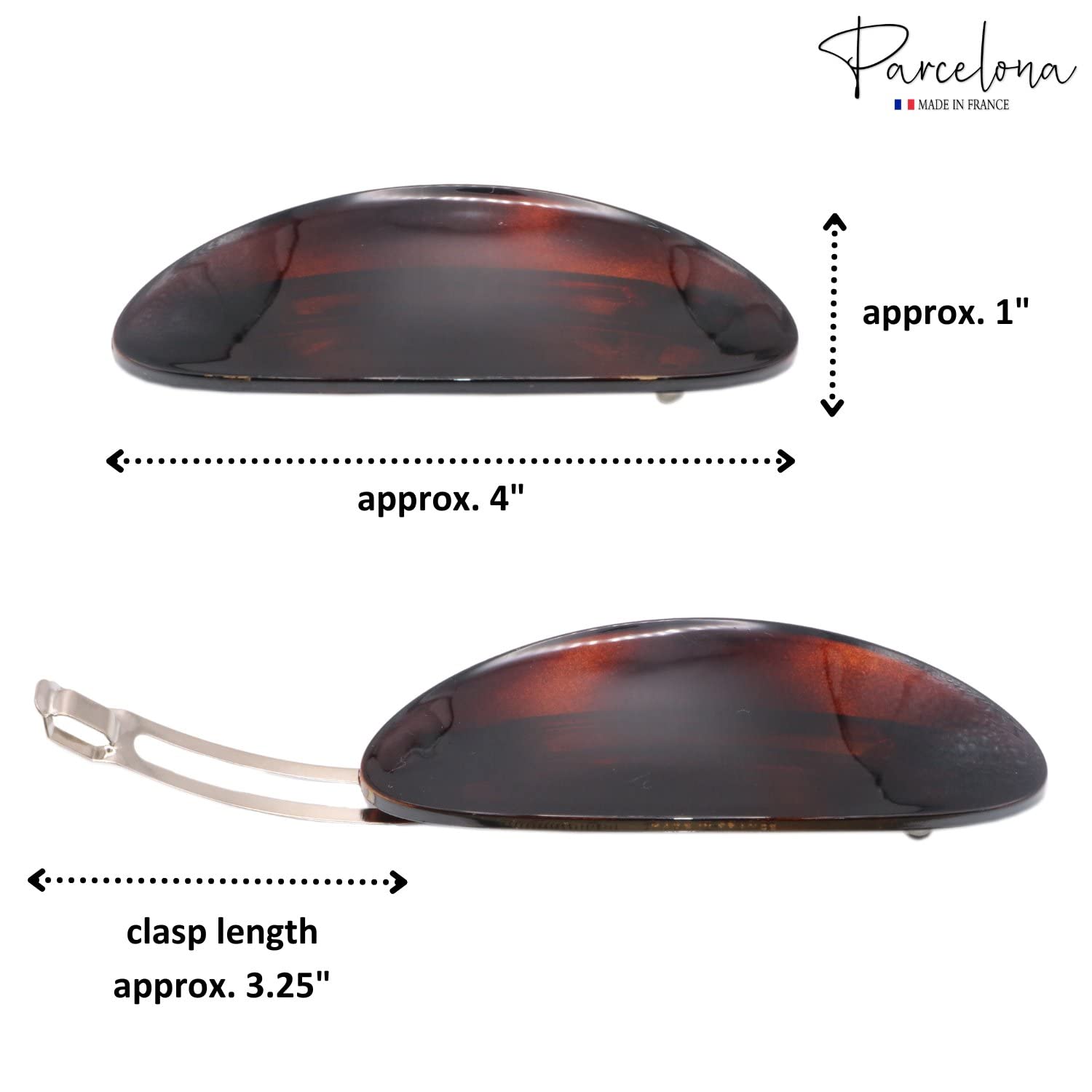 Parcelona French Oval Large 4" Cellulose Automatic Hair Barrette for Women