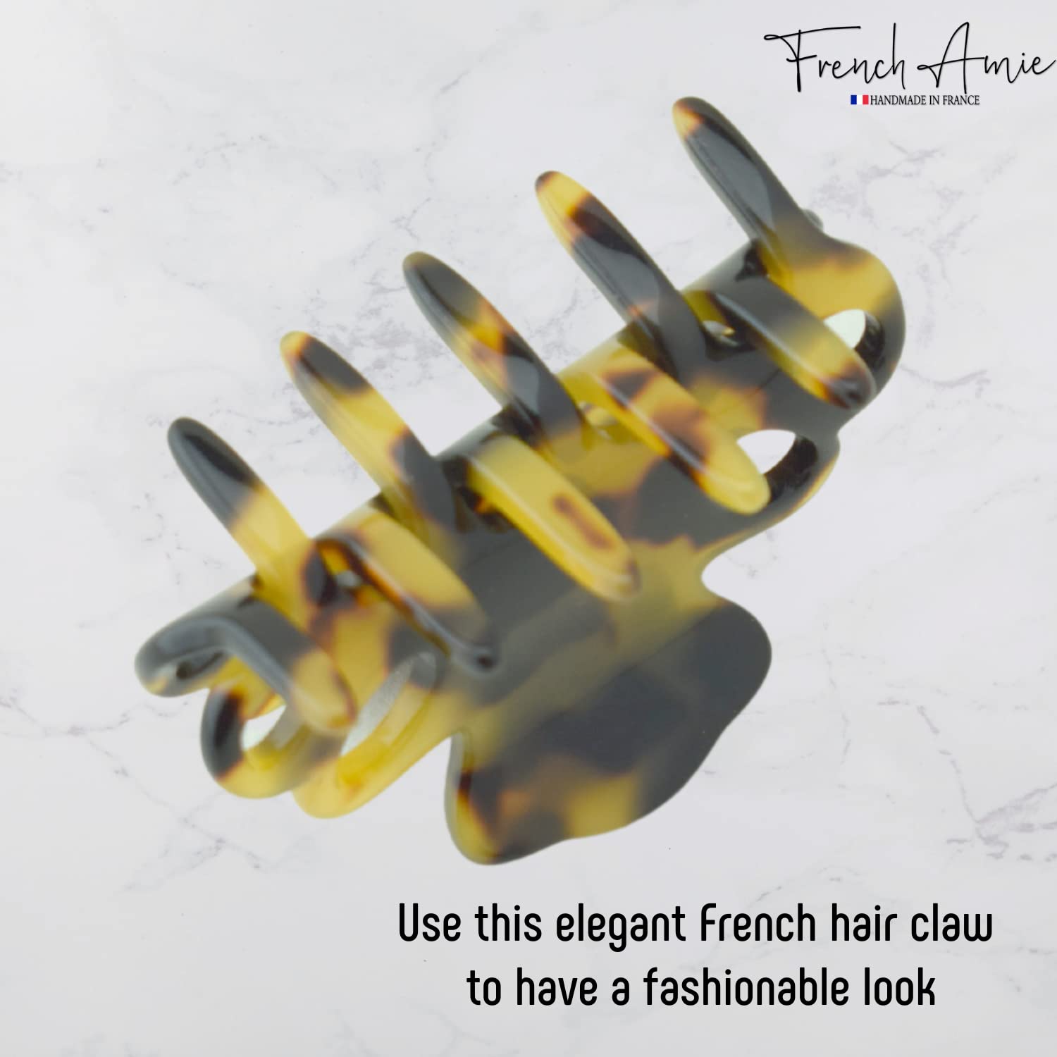 French Amie Orchids Small 2" Handmade Cellulose Flexible Hair Claw Clip