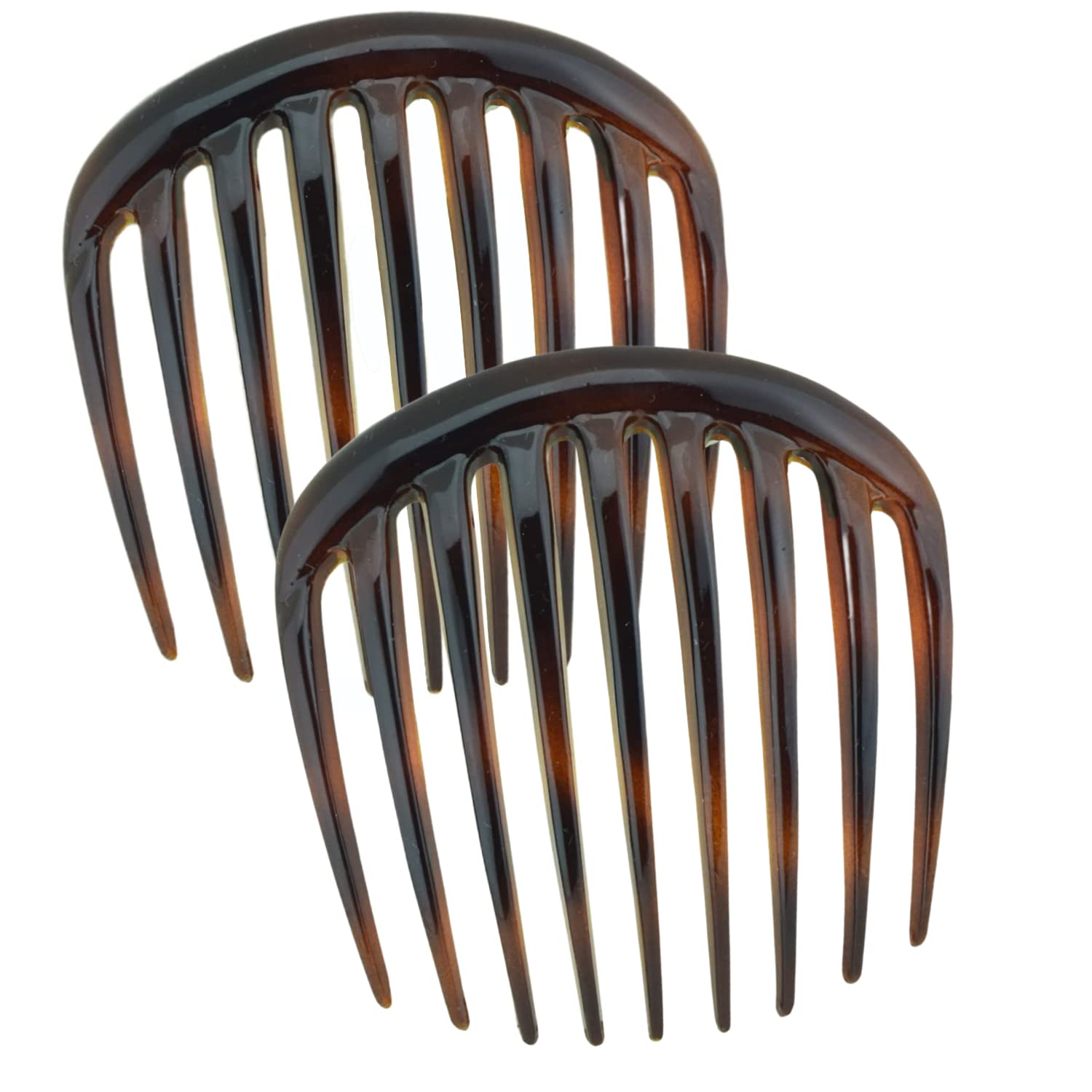 Parcelona French Smooth Edge Cellulose Acetate Hair Side Combs for Women (2 Pcs)