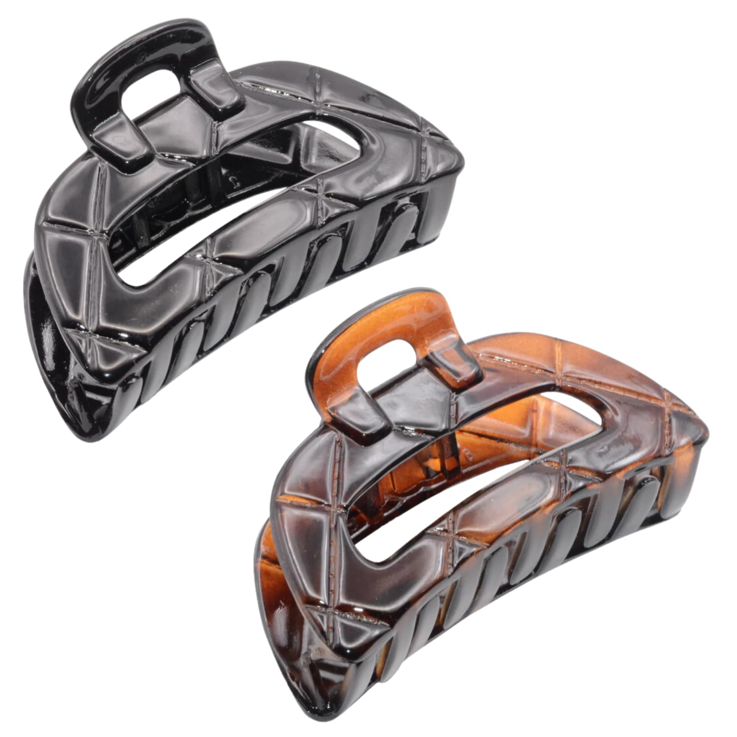 Parcelona French Elite Medium Shell N Black Cellulose Jaw Hair Claw Clamp 2 Pcs