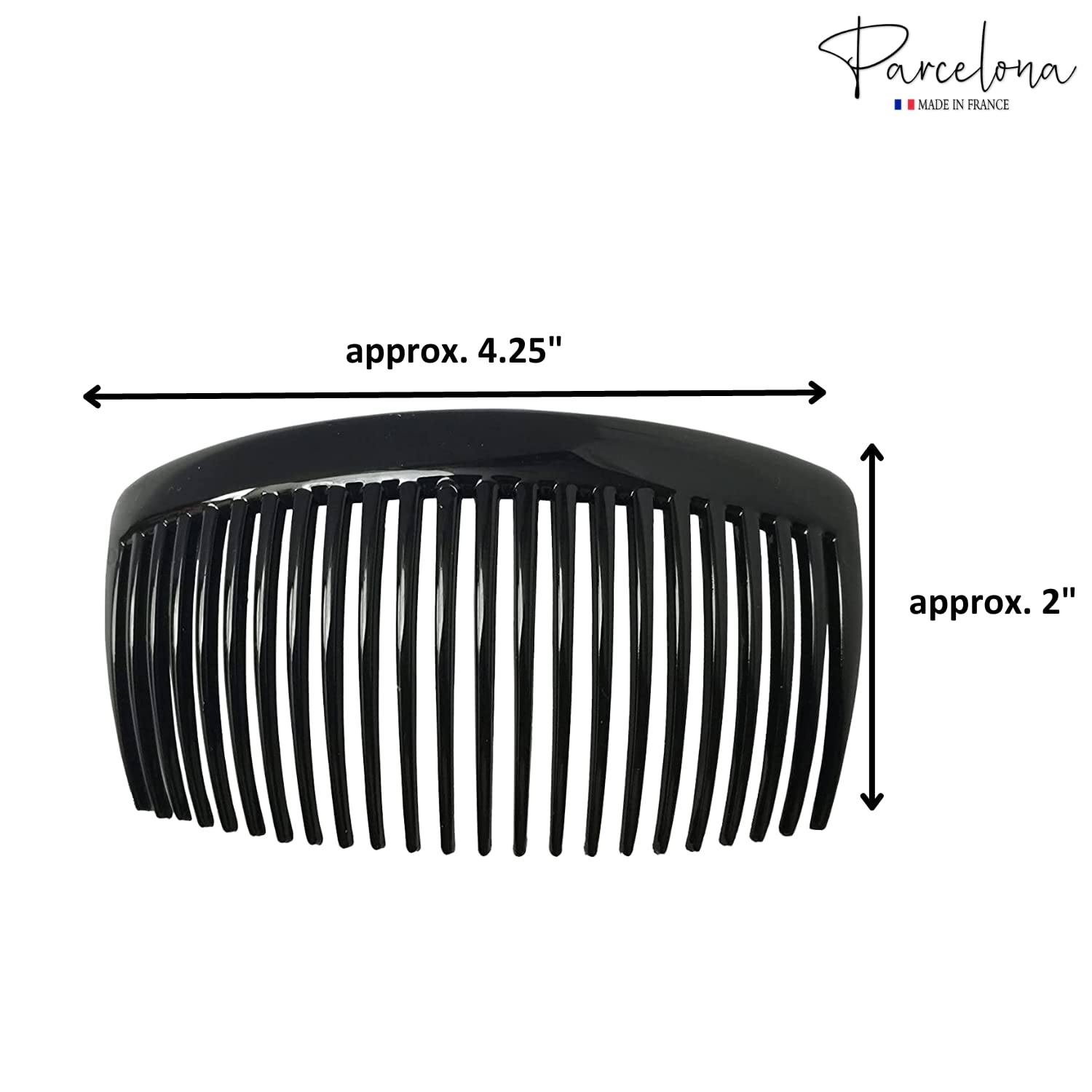 Parcelona French Glossy Large Cellulose Updo 23 Teeth Hair Side Combs(2 Pcs)