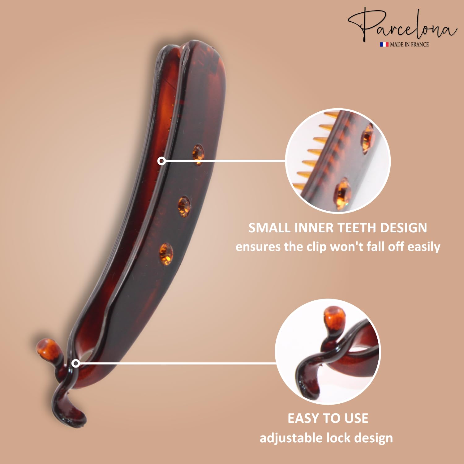Parcelona French Lock Medium Crystal Cellulose Shell Banana Hair Clip for Women