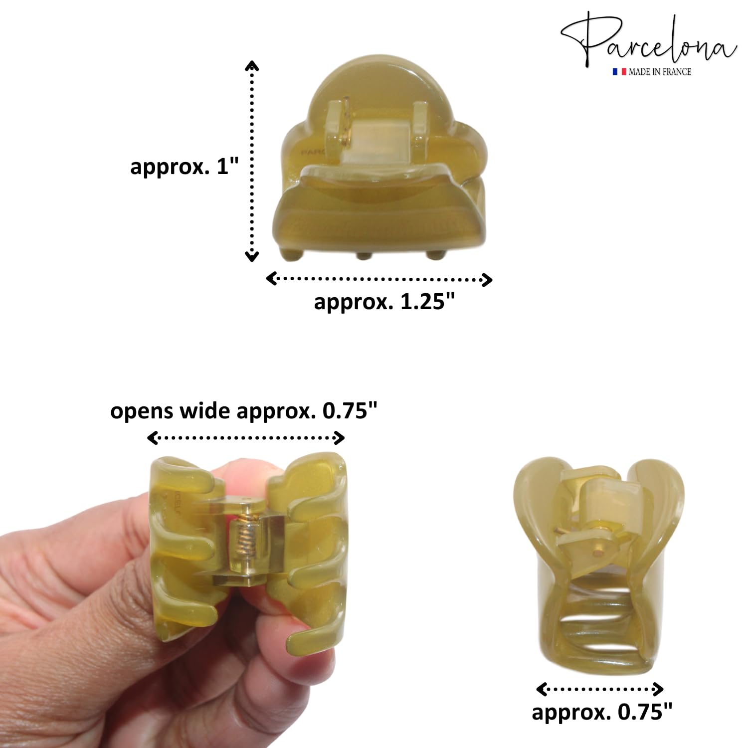 Parcelona French Chic Duo Small 1 1/4" Cellulose Hair Claw for Women and Girls