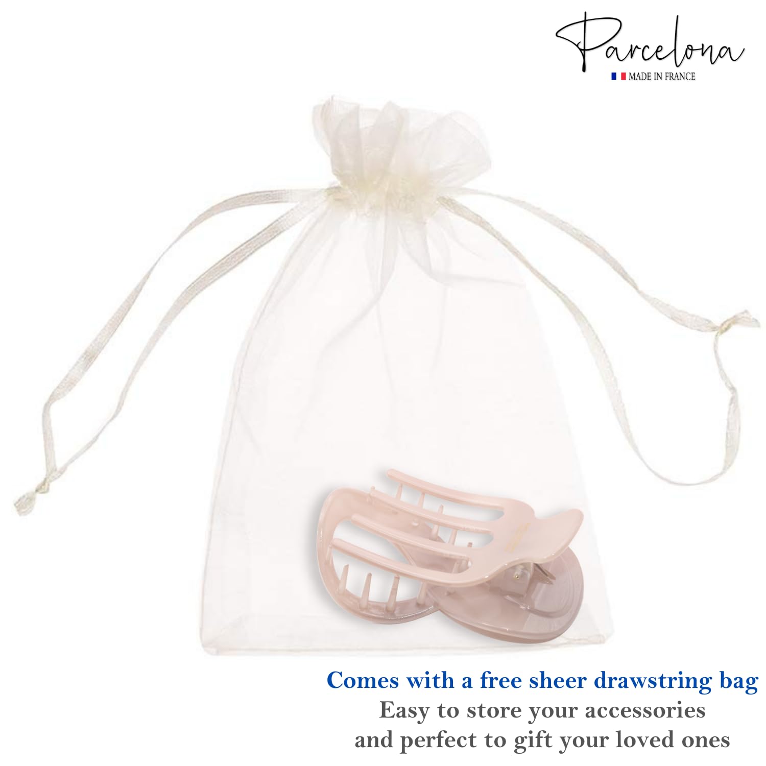 Parcelona French Infinity Loop Medium 3” Cellulose Hair Claw for Women and Girls