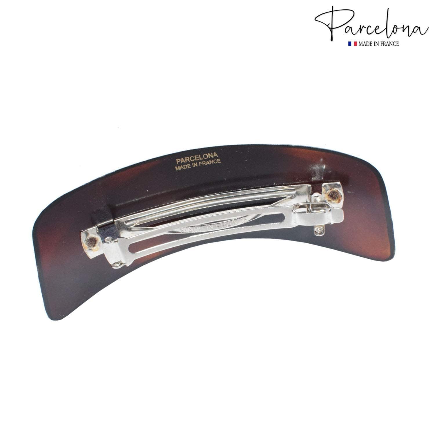 Parcelona French Curved Rectangle Shell Small Cellulose Hair Barrette for Women