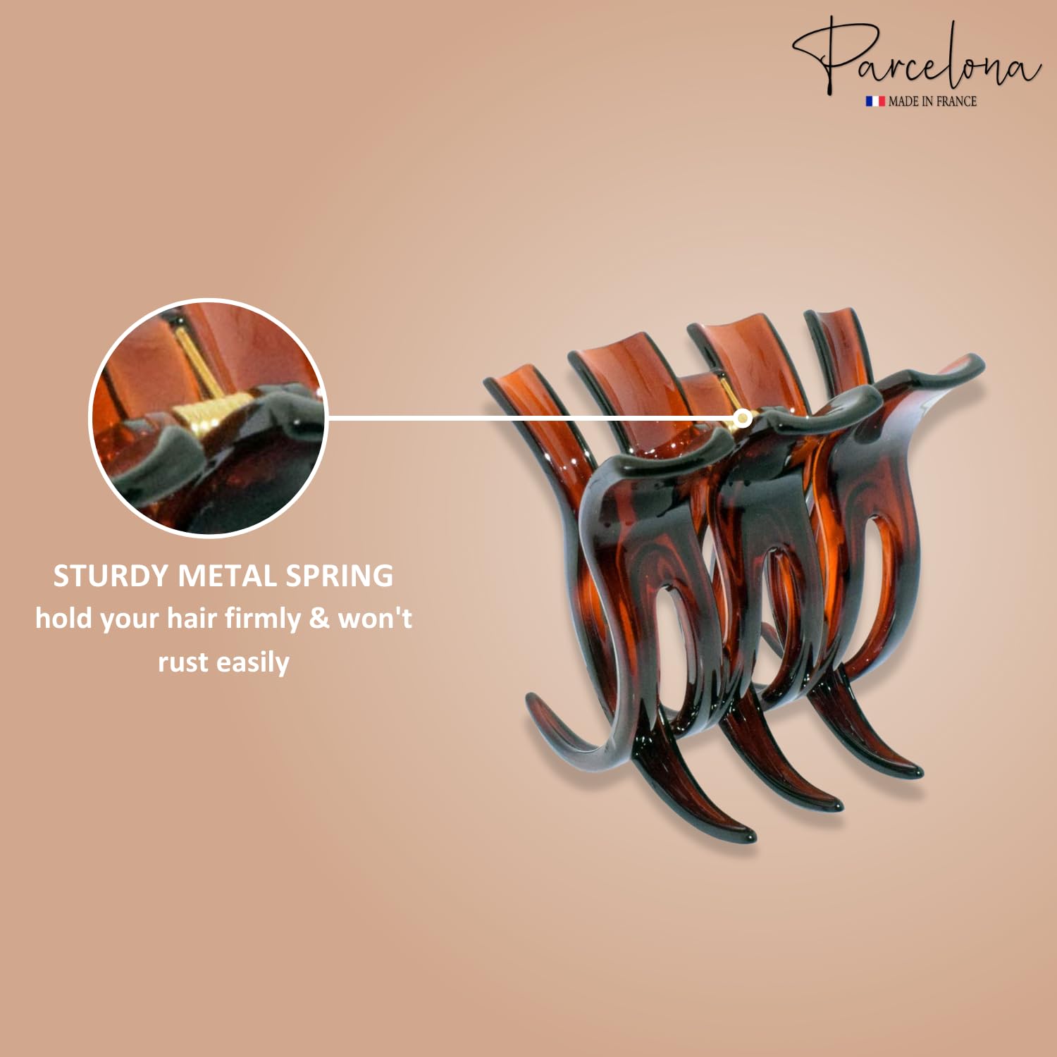 Parcelona French Large and Wide 3 1/2" Cellulose No Slip Grip Hair Claw Clip