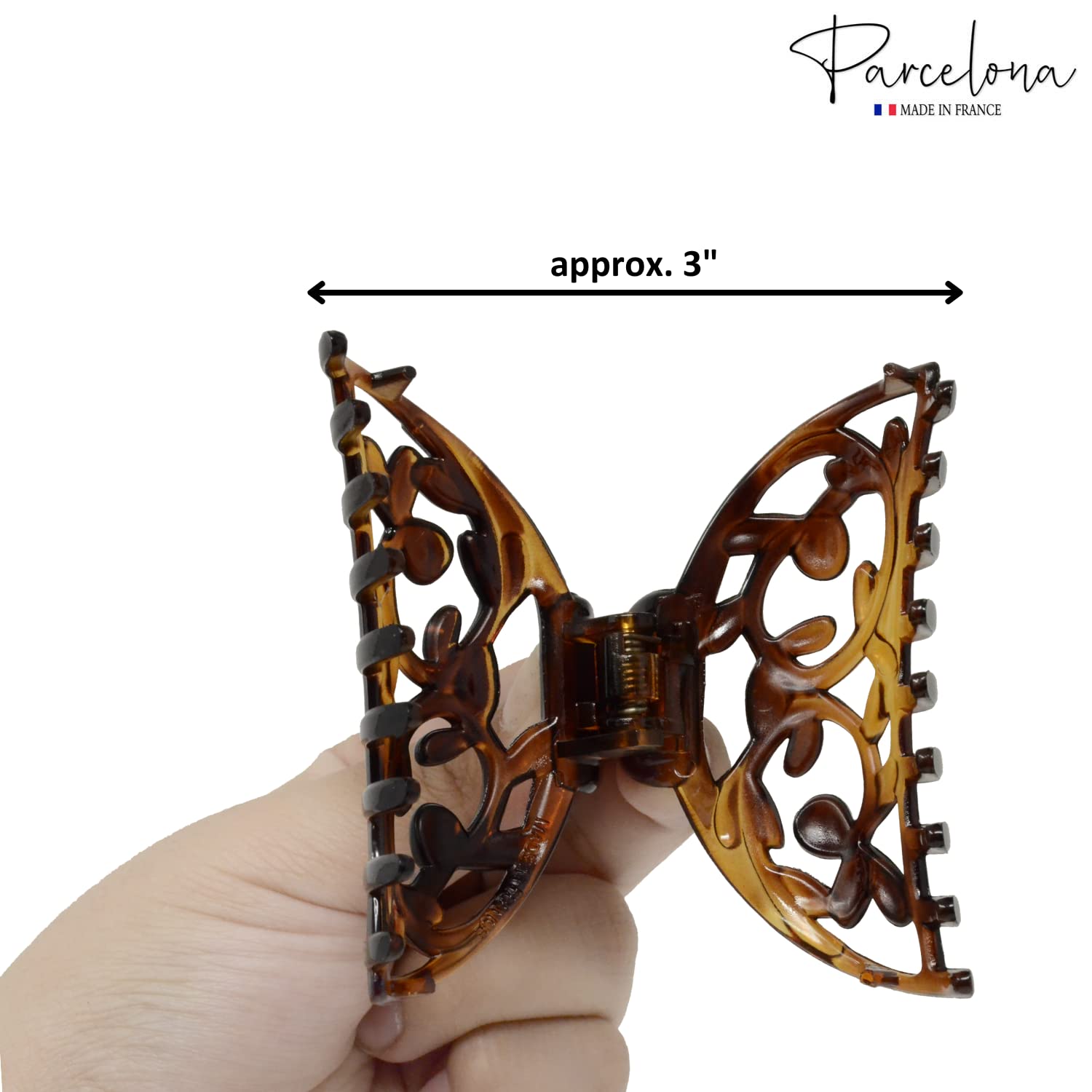 Parcelona French New Jardin Medium Cellulose Jaw Hair Claw for Women and Girls