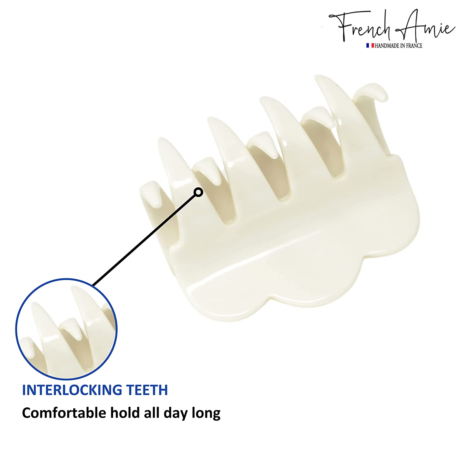 French Amie Crown Wave Small 2.5” Cellulose Handmade Interlocking Hair Claw