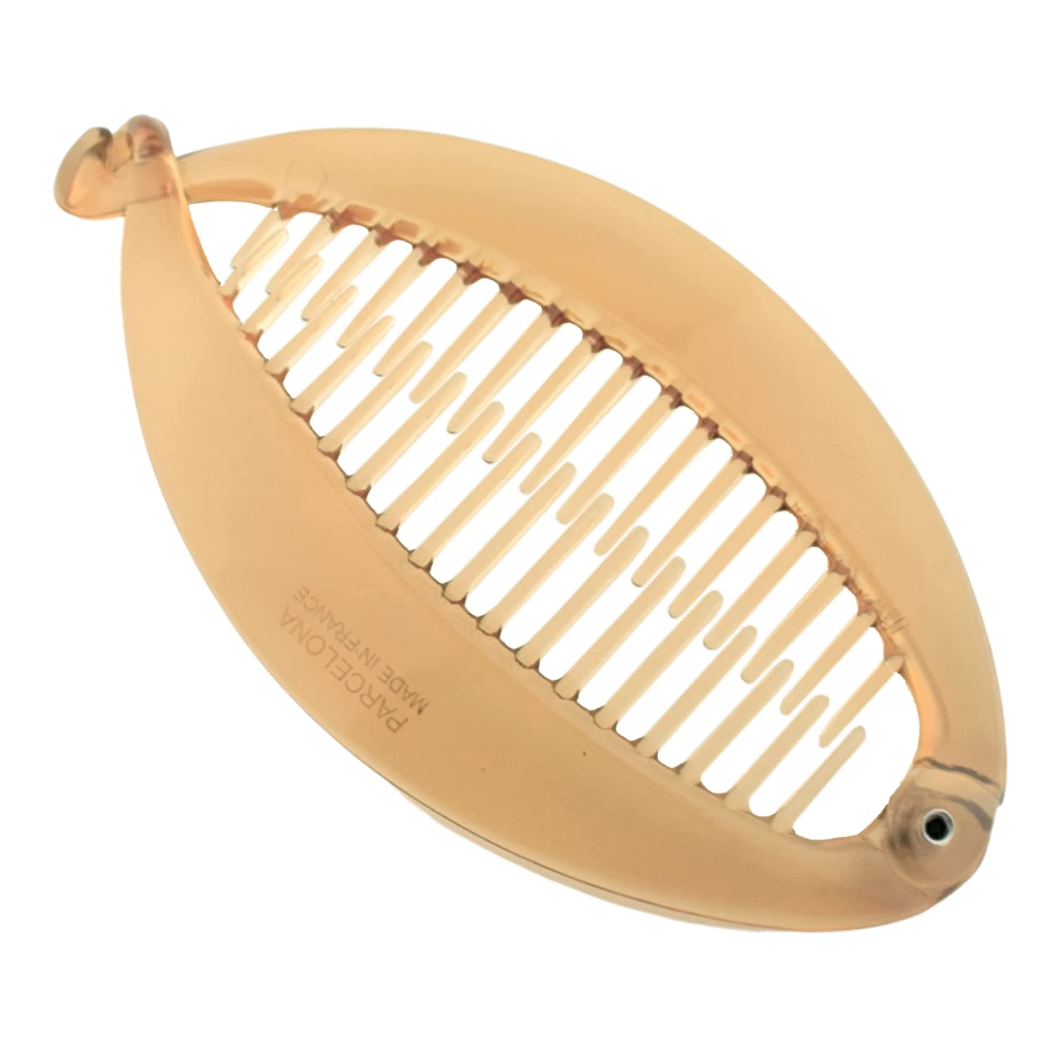 Parcelona French Fat Oval Crystal Brown Large 5" Cellulose Fishtail Hair Banana