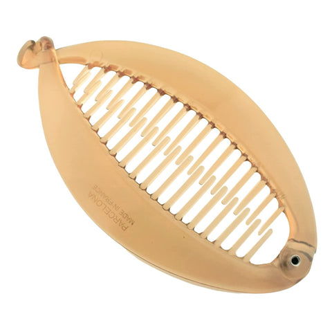 Parcelona French Fat Oval Crystal Brown Large 5" Celluloid Fishtail Hair Banana