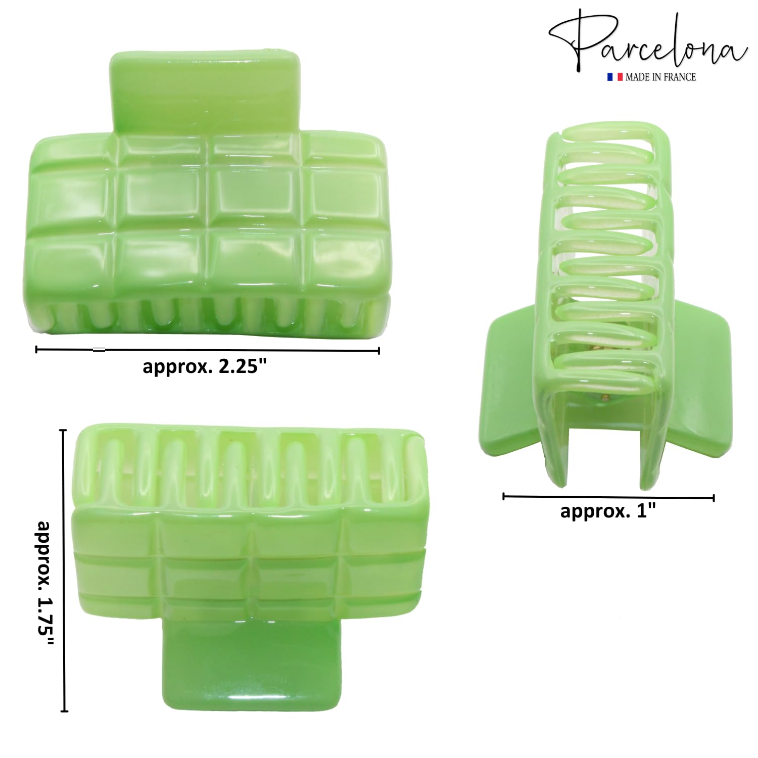 Parcelona French Checkered Small Cellulose Jaw Hair Claw Clamps for Women(2 Pcs)