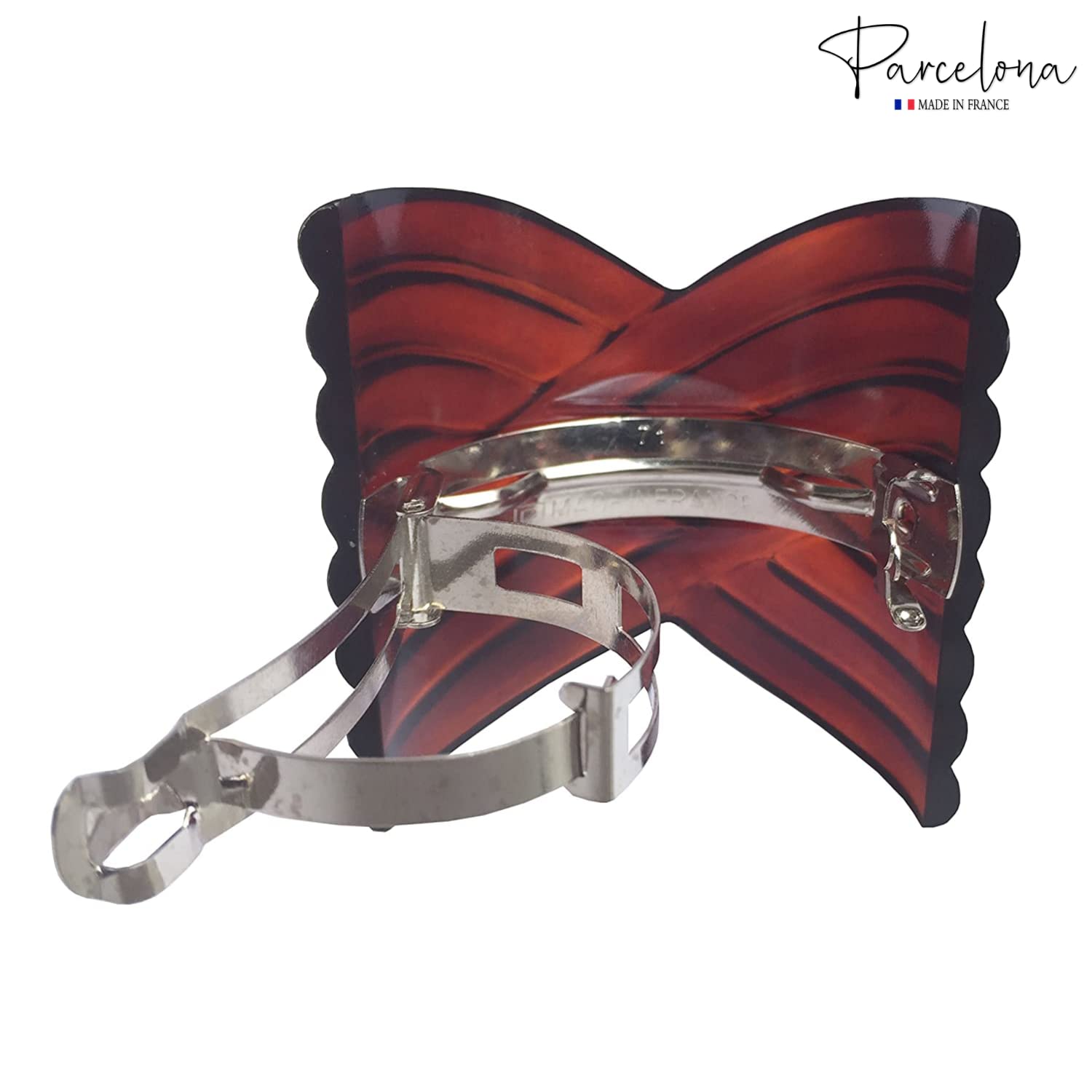 Parcelona French Interwined Brown Shell Cellulose Pony Hair Clip Barrette
