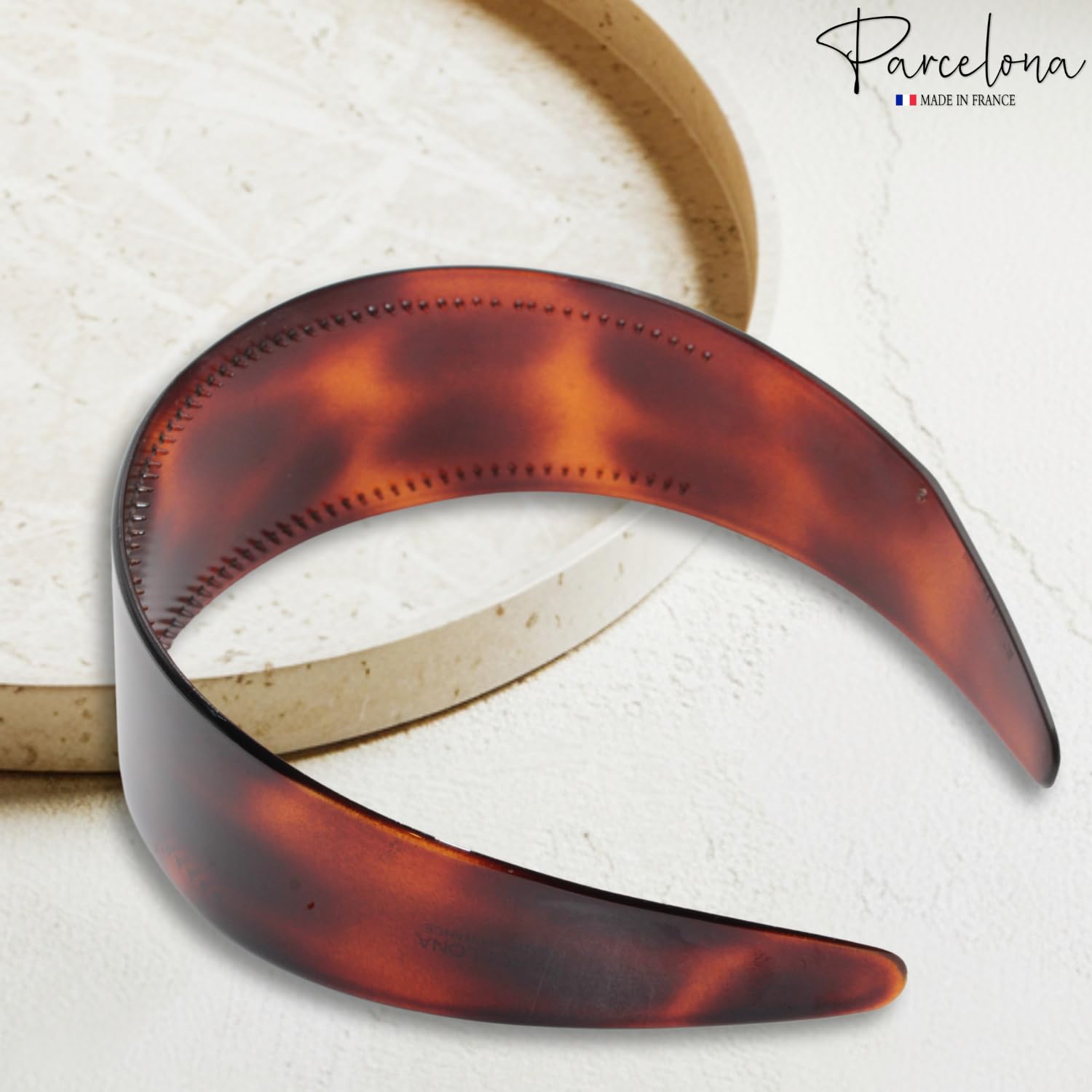 Parcelona French 2” Wide with Teeth Cellulose Celluloid Hair Headband for Women