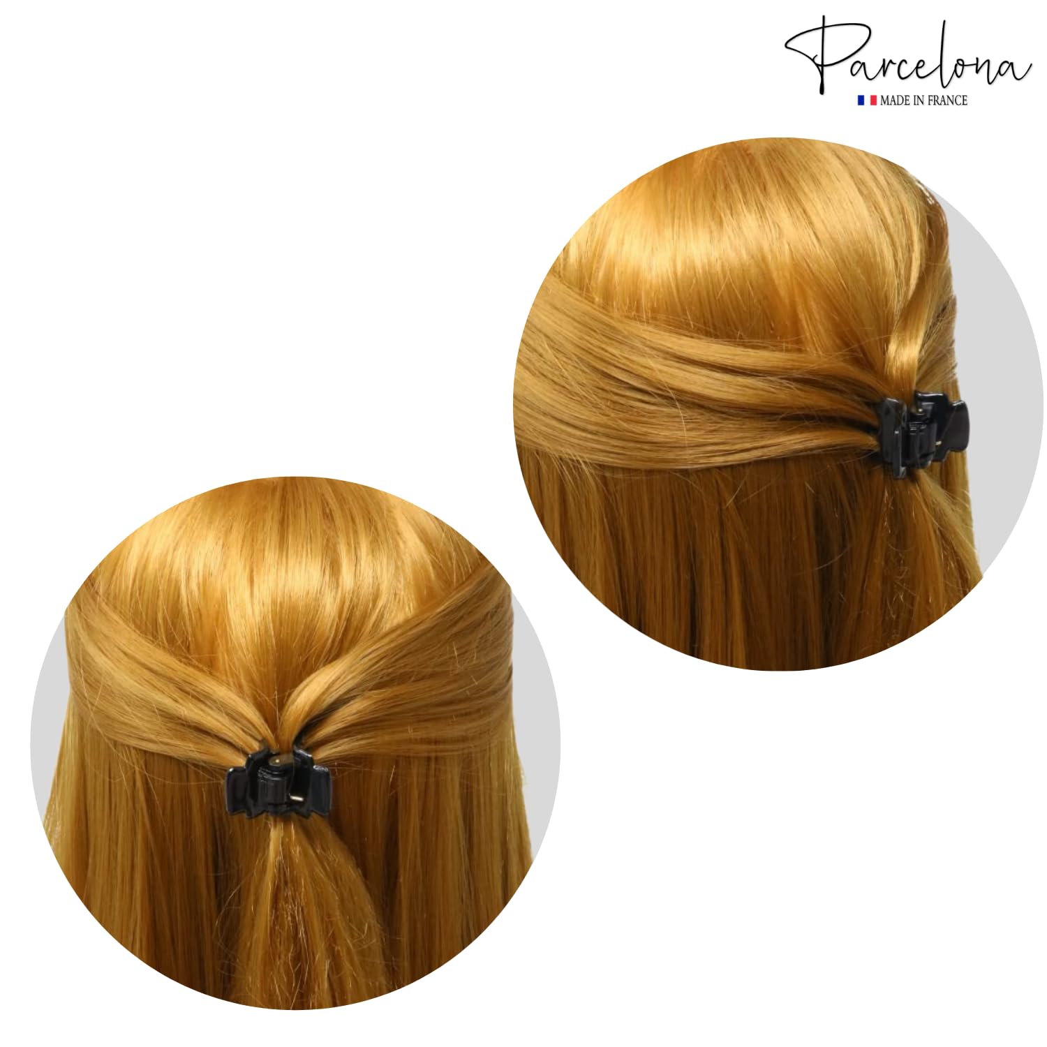 Parcelona French Glossy Square Very Small Cellulose Hair Claws for Women 2Pcs