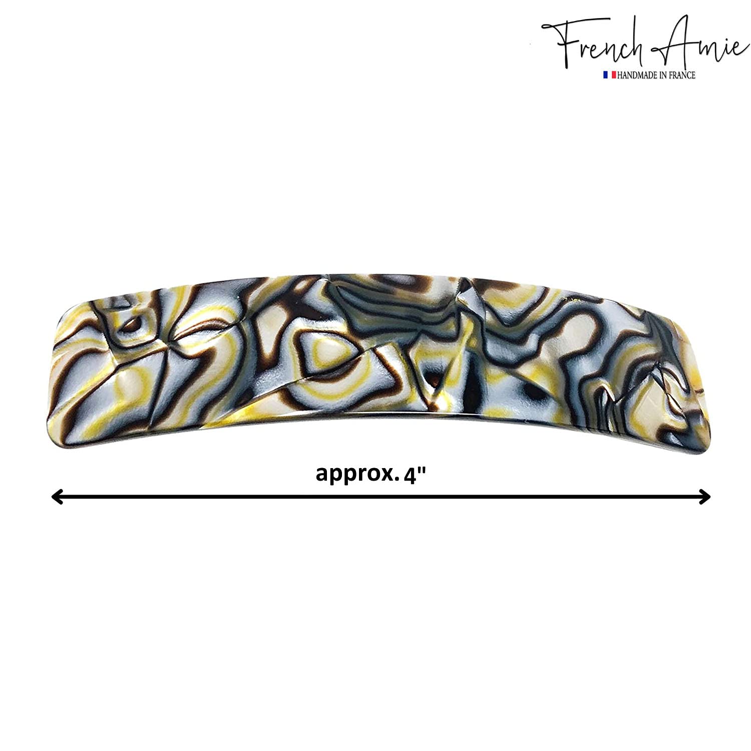 French Amie Long Rectangle Handmade Large Hair Barrette Clip for Women N Girls