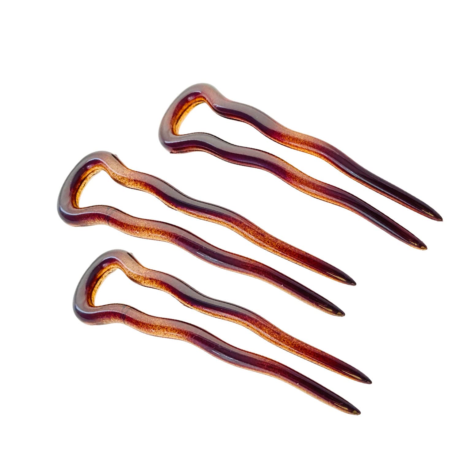 Parcelona French Mystic Large 3" Cellulose Chignon U Shaped Hair Pins(Set of 3)