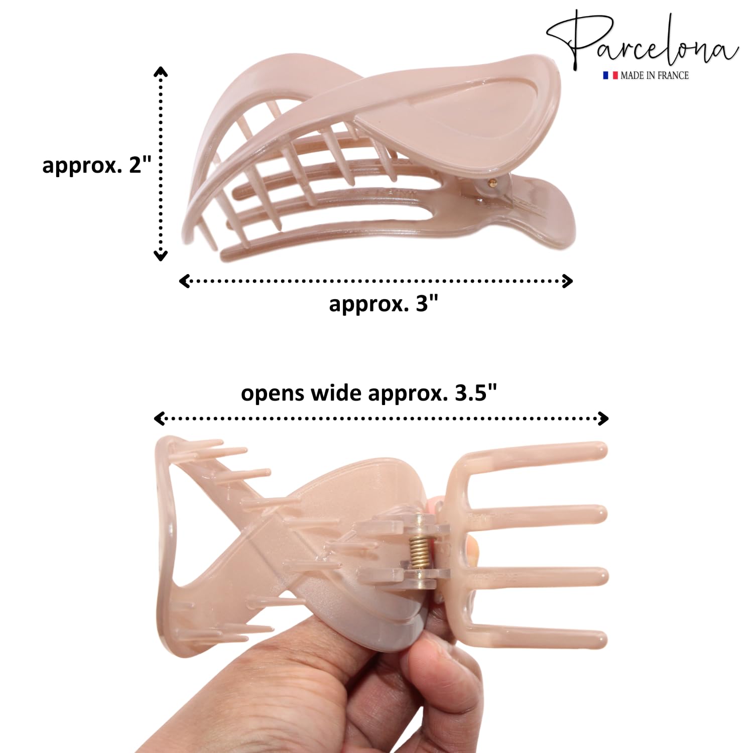 Parcelona French Infinity Loop Medium 3” Cellulose Hair Claw for Women and Girls