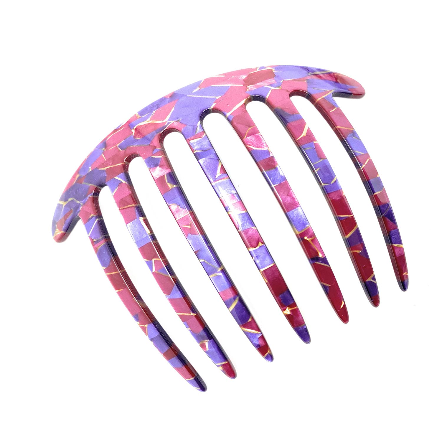 French Amie 7 Teeth Handmade Cellulose Side Hair Comb for Women and Girls